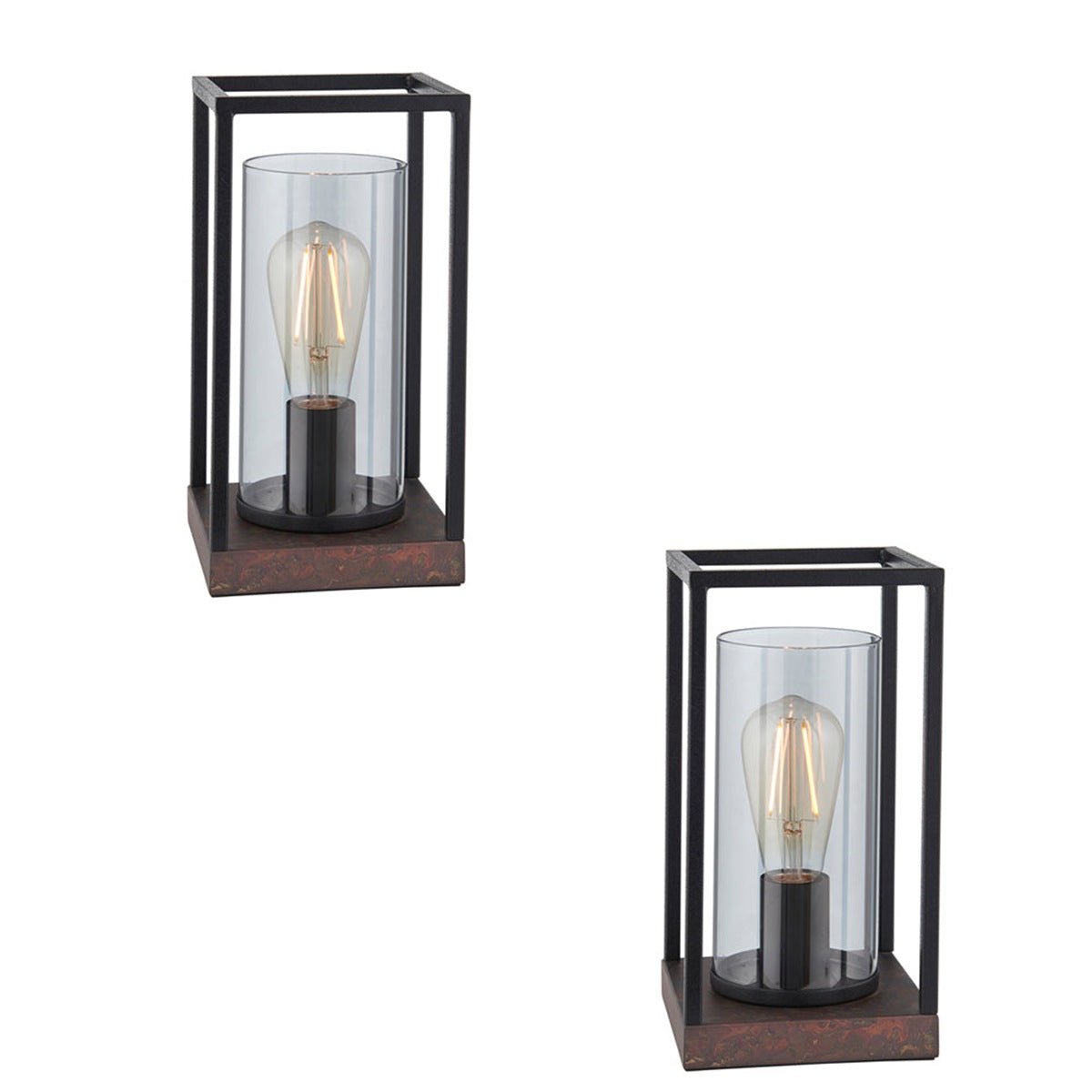 Loops Direct Pack of 2 Table Lamp - Sand Black and Bronze Patina