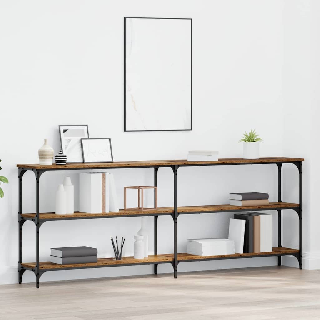Walplus Engineered Wood Bedside Cabinet - Dark Wood - 200 x 29 x 75 cm