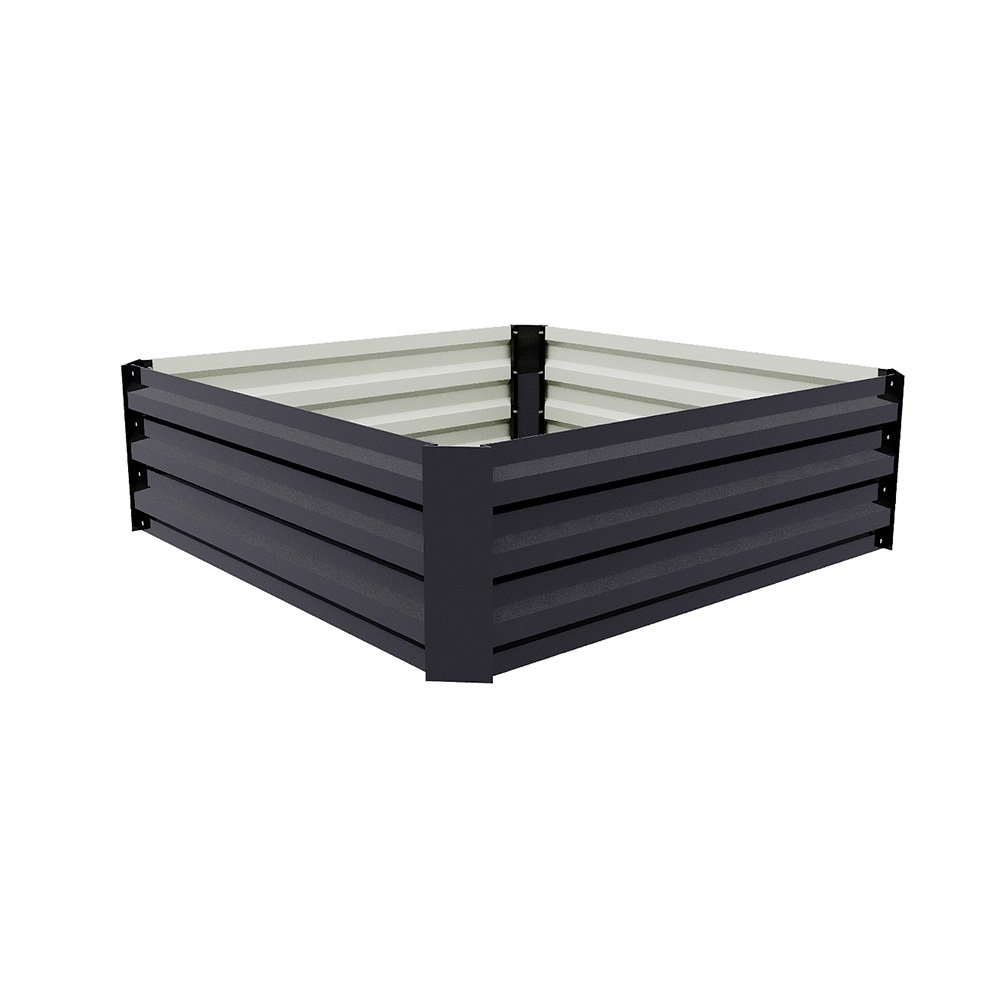 Living and Home 100x100cm Galvanised Steel Raised Garden Bed - Charcoal Black