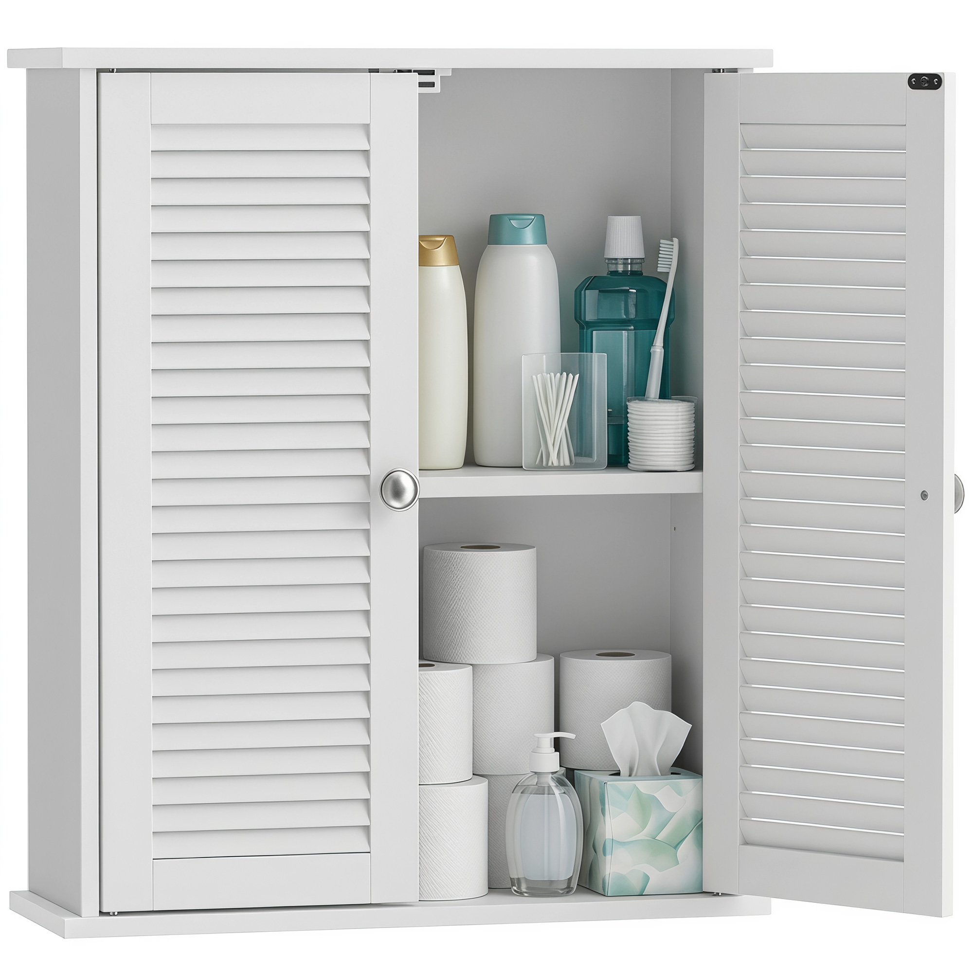 HOMCOM  2 Door Wall Mounted Bathroom Cabinet - White