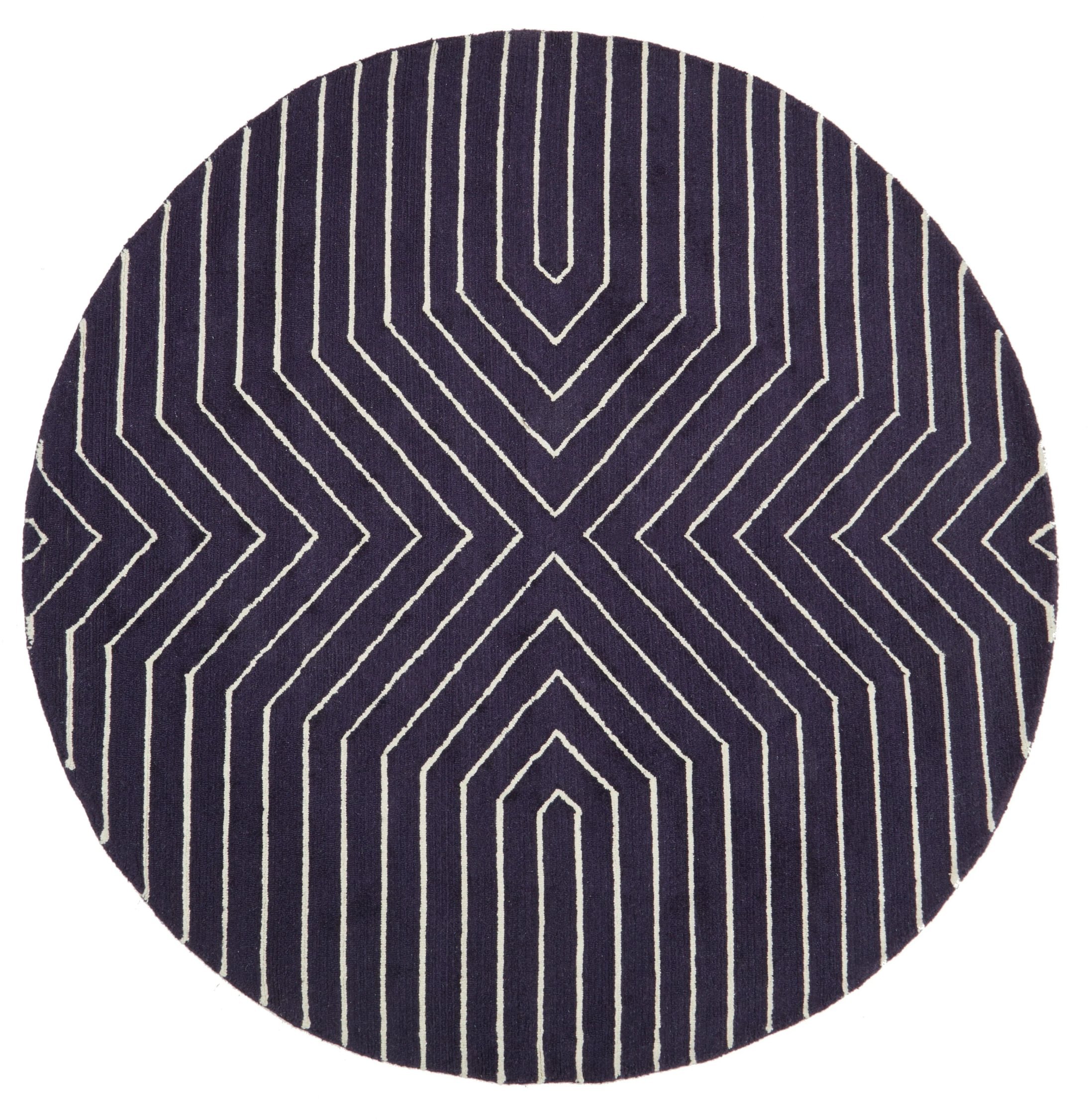 Orsina Blue and White Bosie Moyo Round Rug - 200cm Diameter