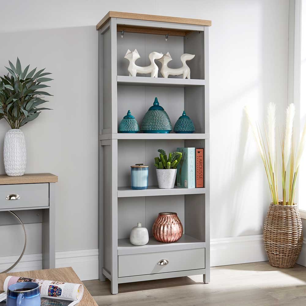 Home Source Avon 1 Drawer Bookcase - Grey