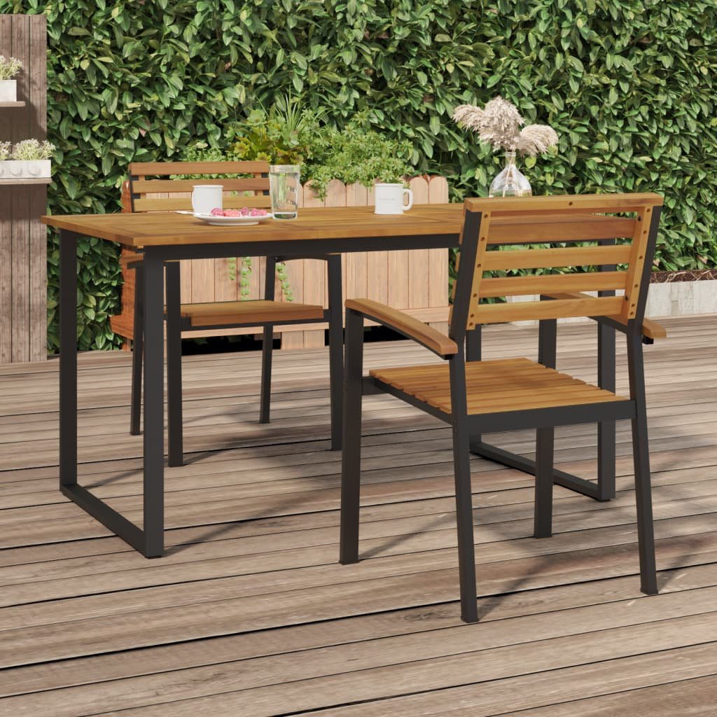 Walplus 2 Piece Wood Stackable Garden Chairs - Brown - 56 x 54.5 x 87 cm