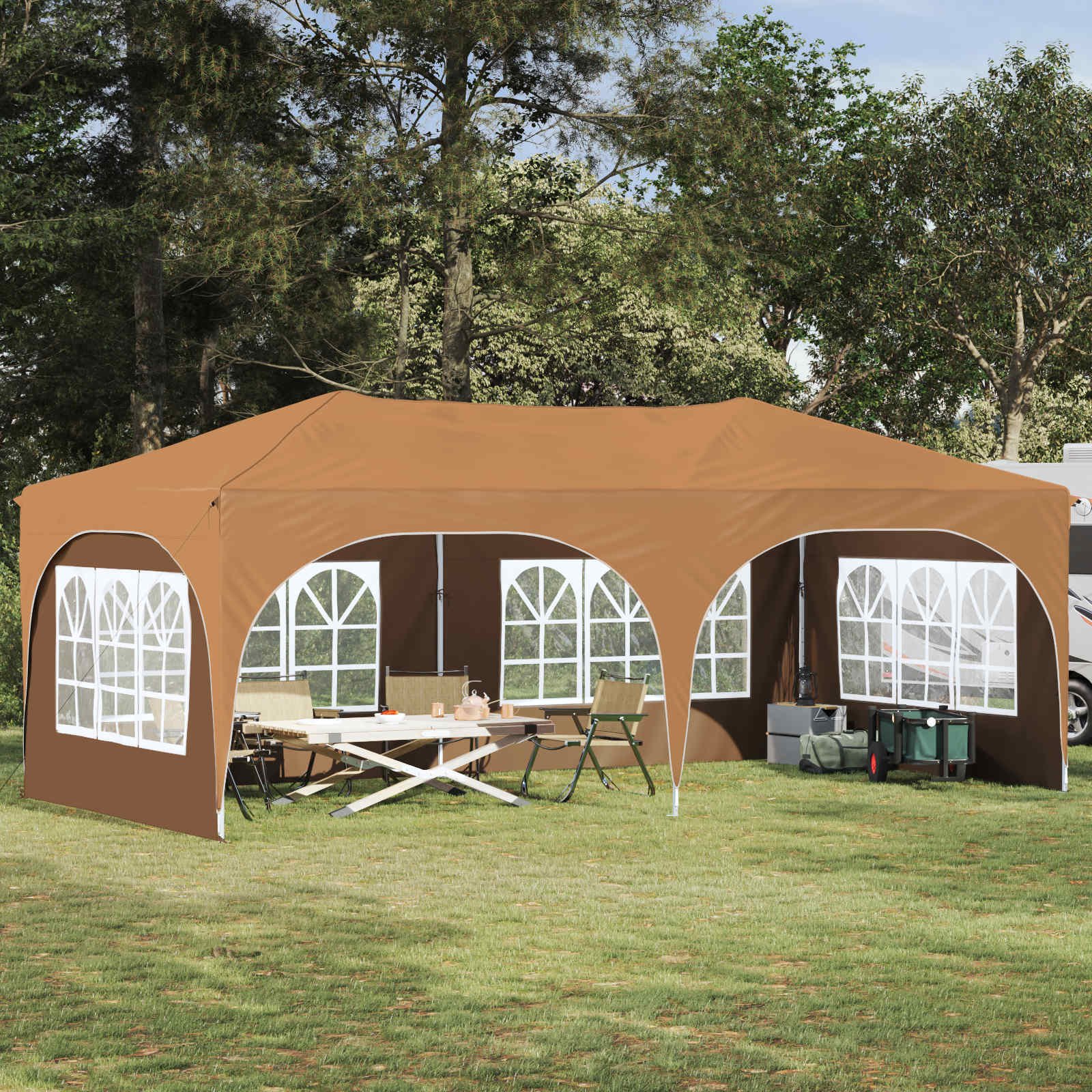 Walplus 575 x 288 x 245 cm Oxford Fabric Garden Pop Up Party Tent - Beige
