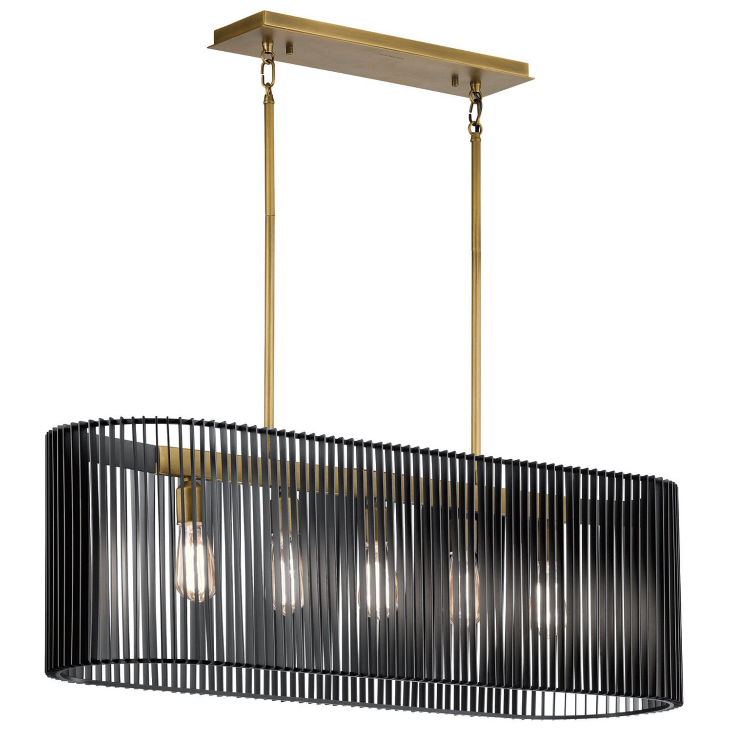 Elstead Kichler 5 Arm Pendant Light - Black & Natural Brass