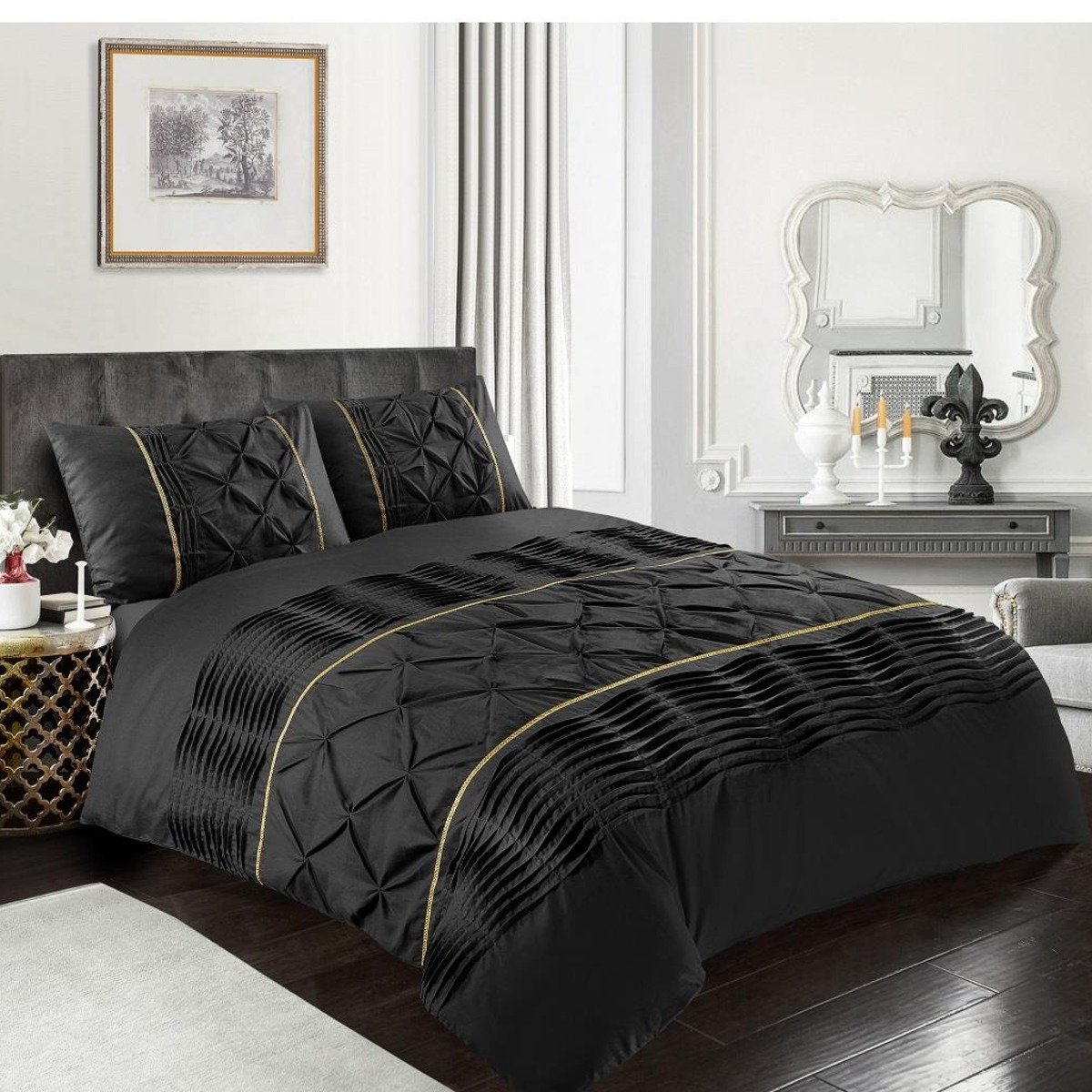 HomeSpace Direct Eleanor Black Duvet Cover Set - King