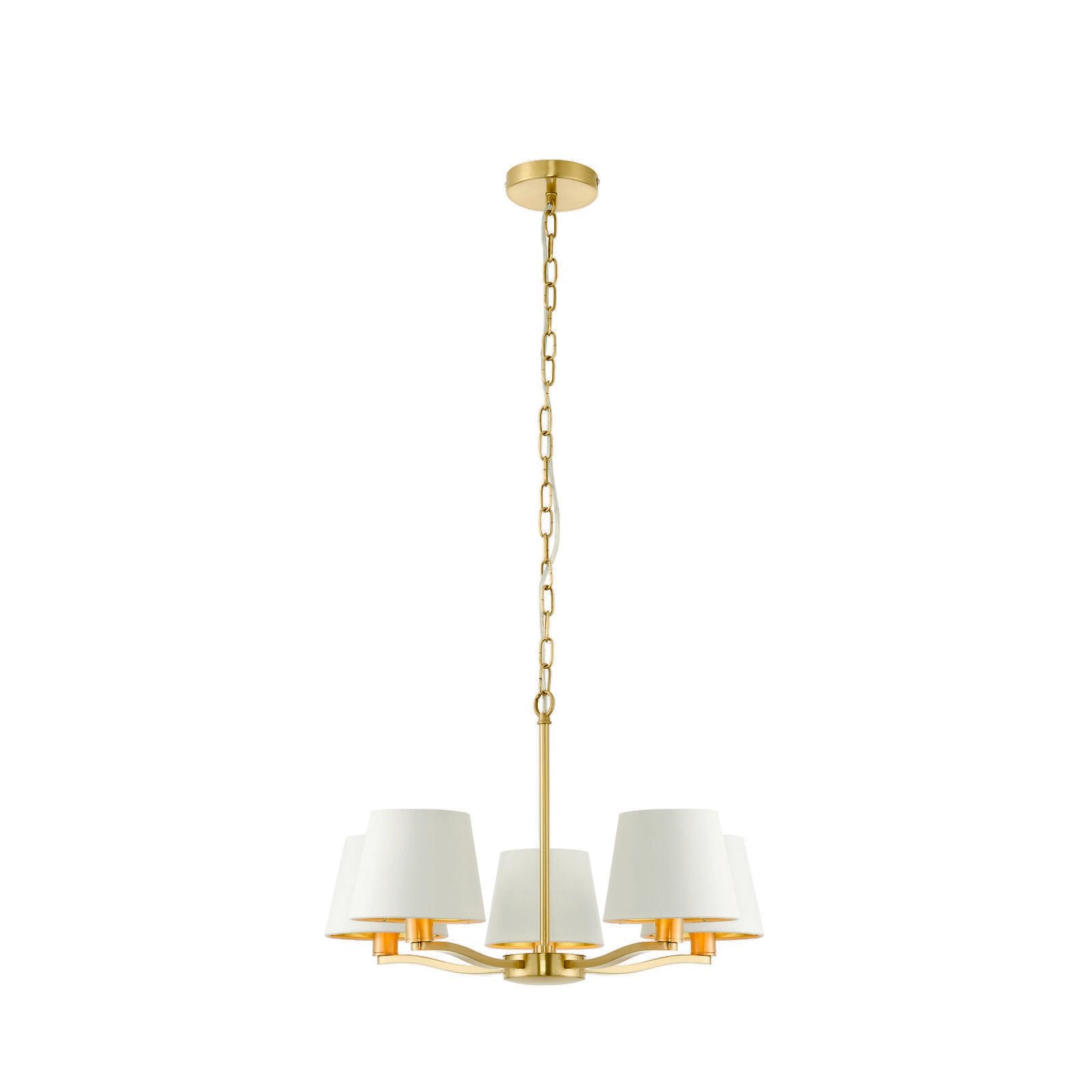 Loops Direct Steel and Fabric Ceiling Pendant Light - Satin Brass