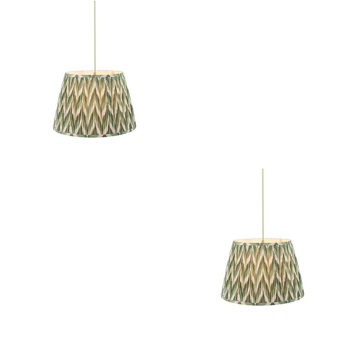 Loops Direct Set of 2 LED Steel and Fabric Pendant Light - Cotswold Green