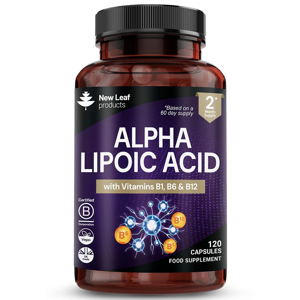 New Leaf Alpha Lipoic Acid with Vitamins B1 B6 and B12 600mg - 120 Capsules