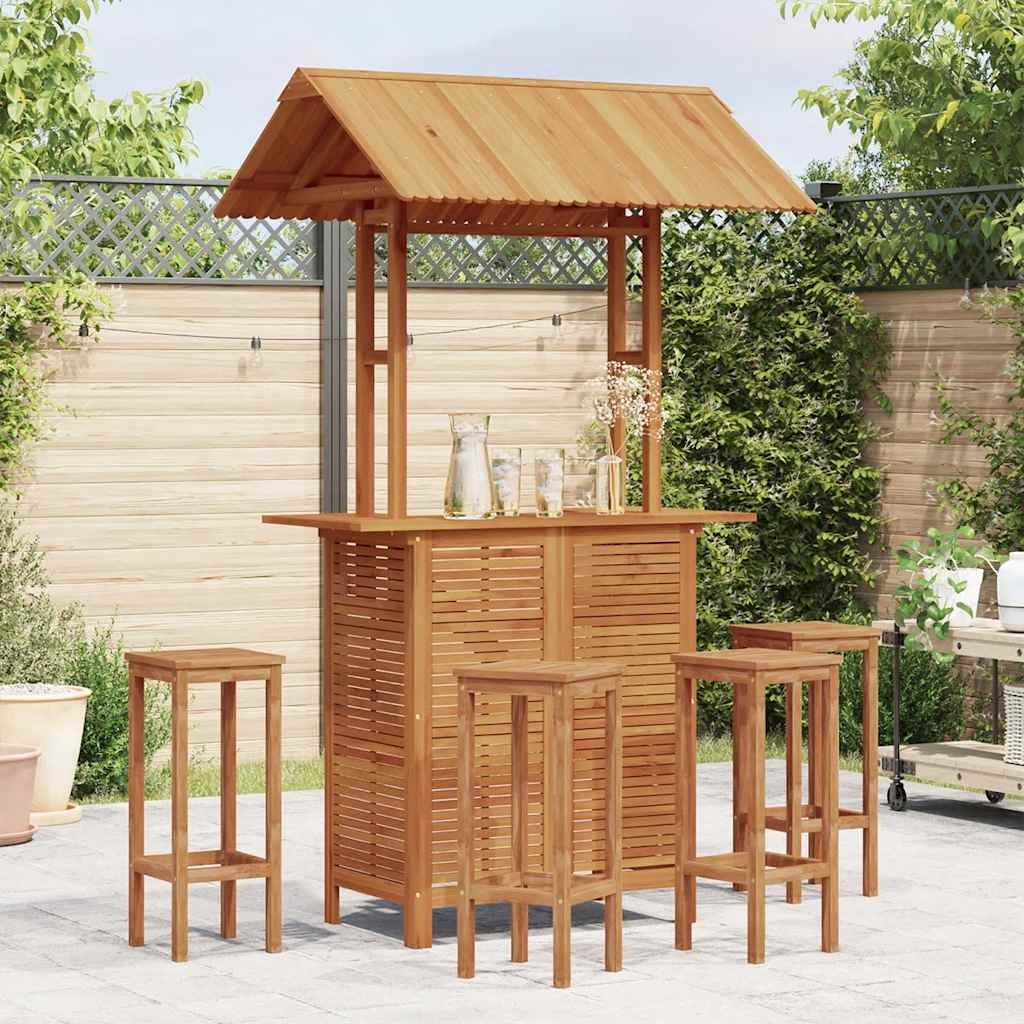 Walplus Solid Acacia Wood Rooftop Bar Table - Brown - 113 x 106 x 217 cm