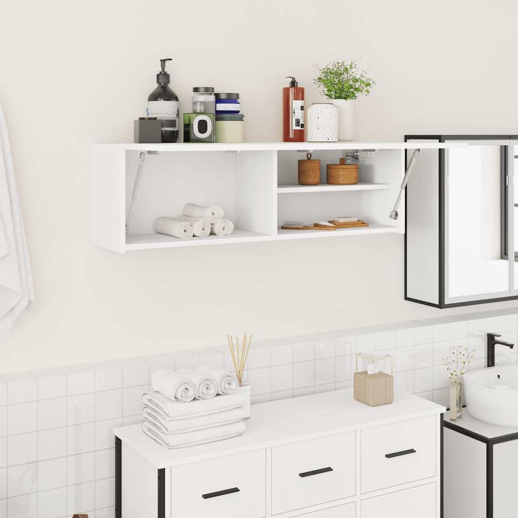 Walplus Engineered Wood Bathroom Wall Cabinet - White - 100 x 25 x 30 cm