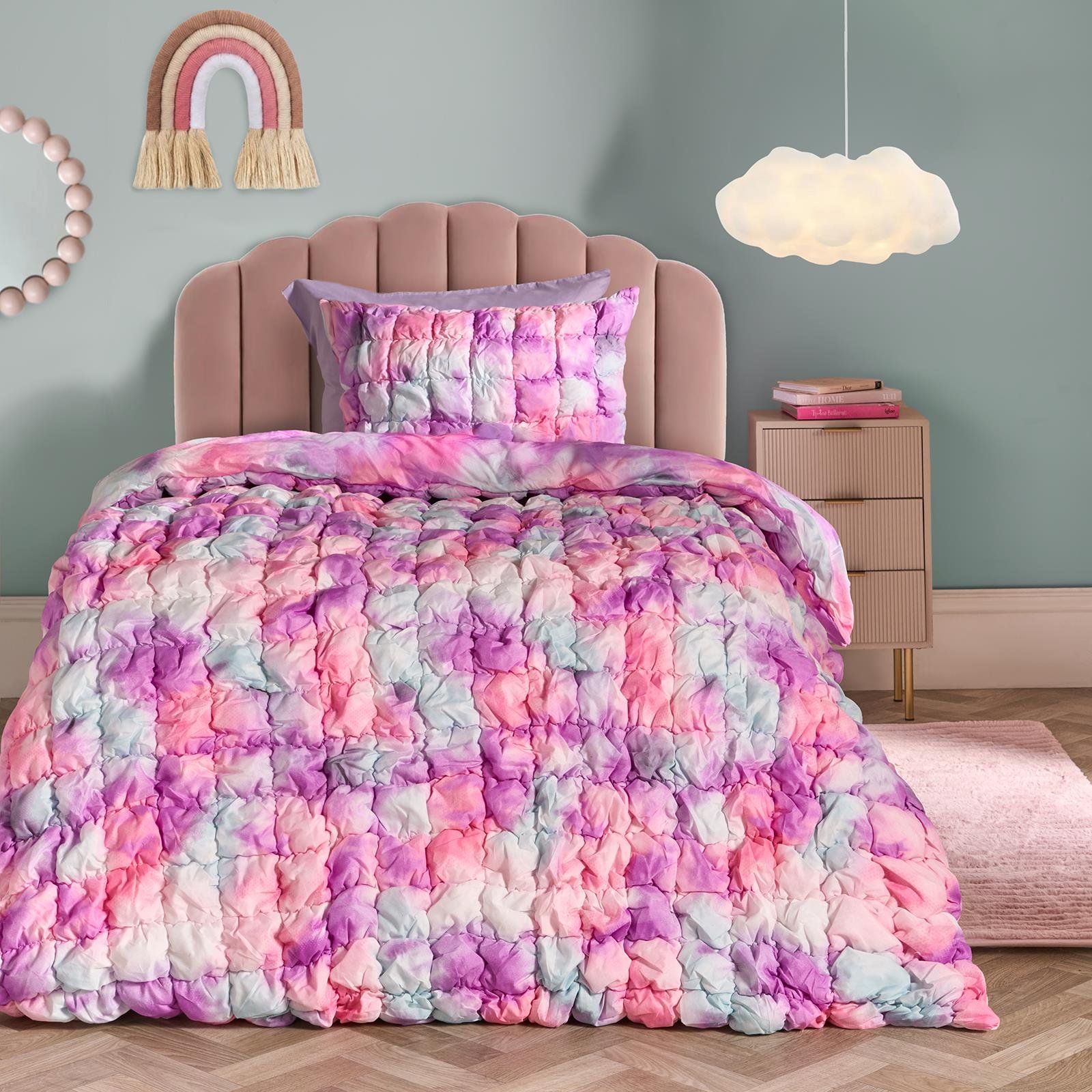 OHS Filled Seersucker Duvet Cover Set Tie Dye - Double