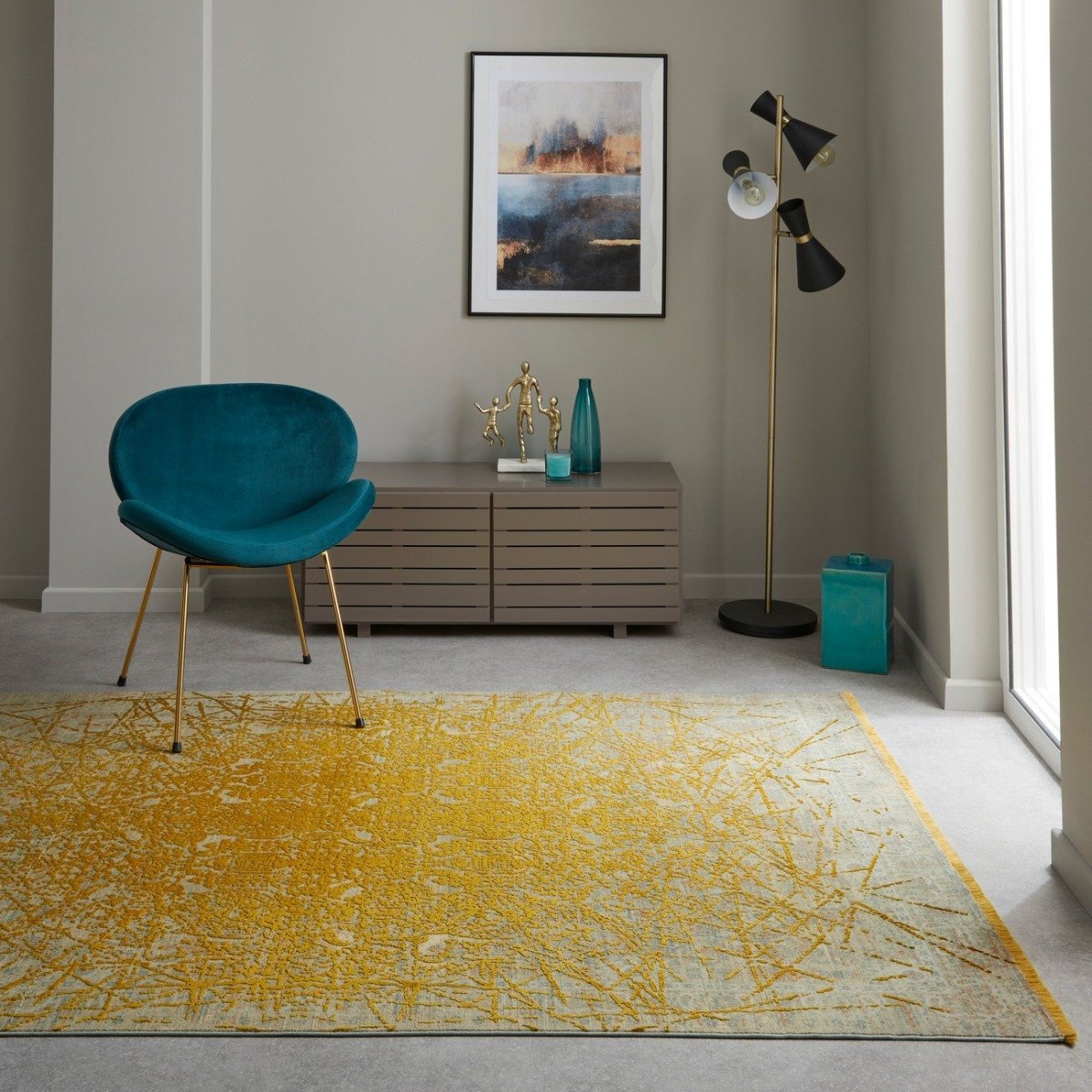Mega Flooring Yellow Traditional Abstract Rug - 160 x 230cm