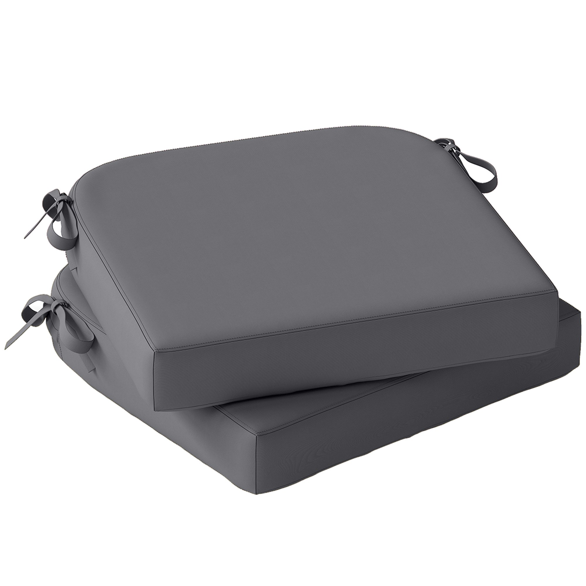 Outsunny Set of 2 UV Resistant Chair Cushions with Ties - Dark Grey