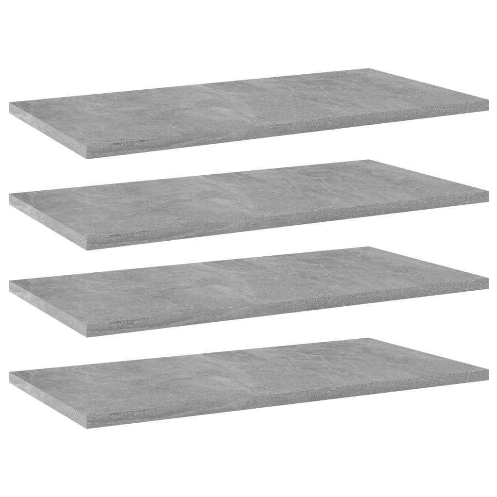 Walplus Pack of 4 Engineered Wood Bookshelf - Stone Grey - 60 x 30 x 1.5 cm