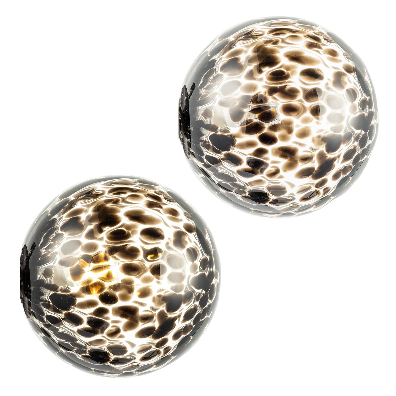 Happy Homewares Pair of Round Black Snowflake Glass for G9 Pendant Shade - 12cm