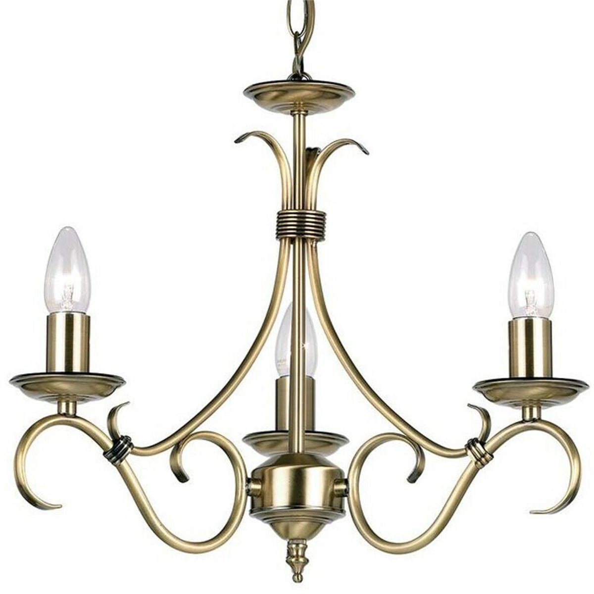 Loops Direct Steel 3-Light Ceiling Pendant - Antique Brass