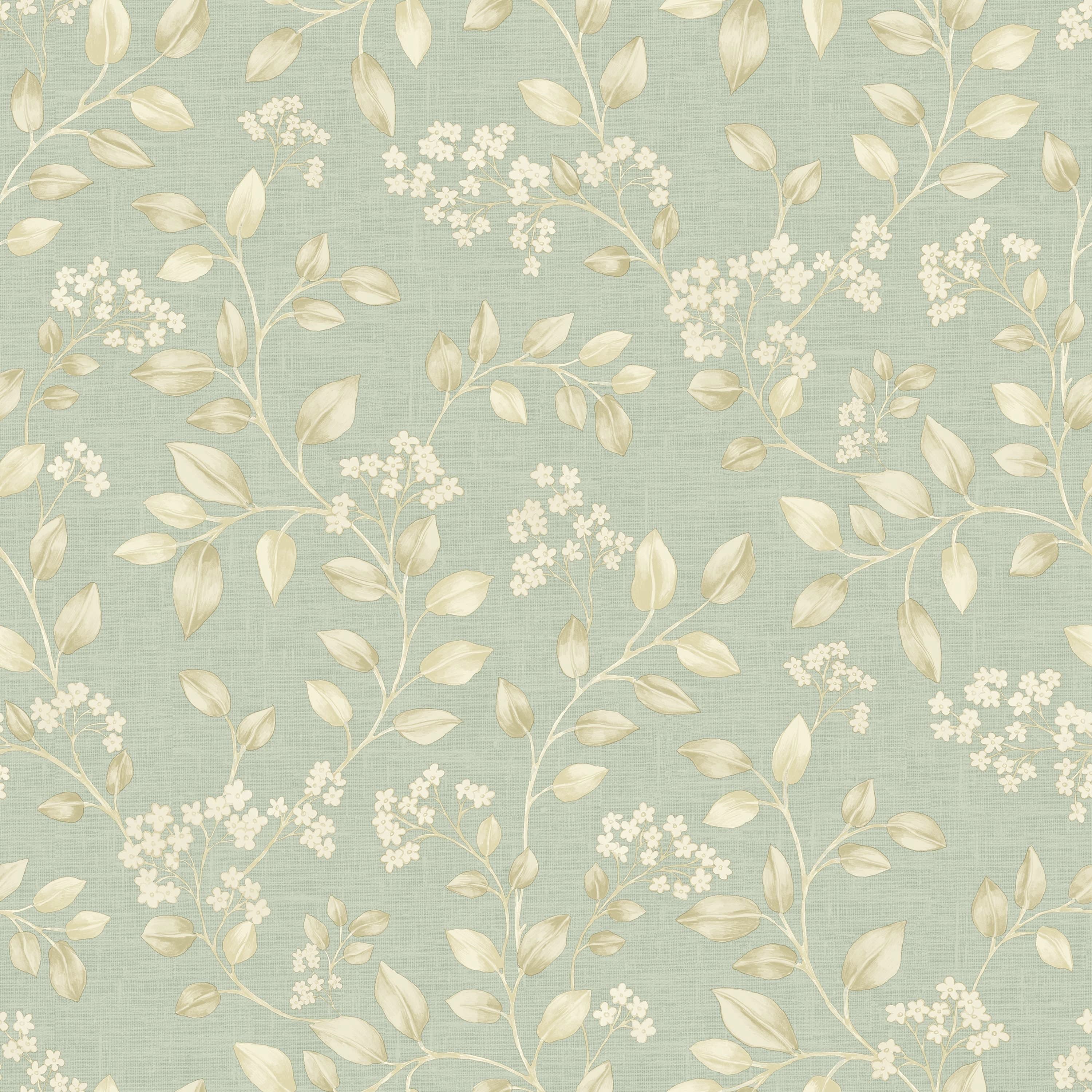 Grandeco Jasmine Leaf Trail Textured Wallpaper - Light Green