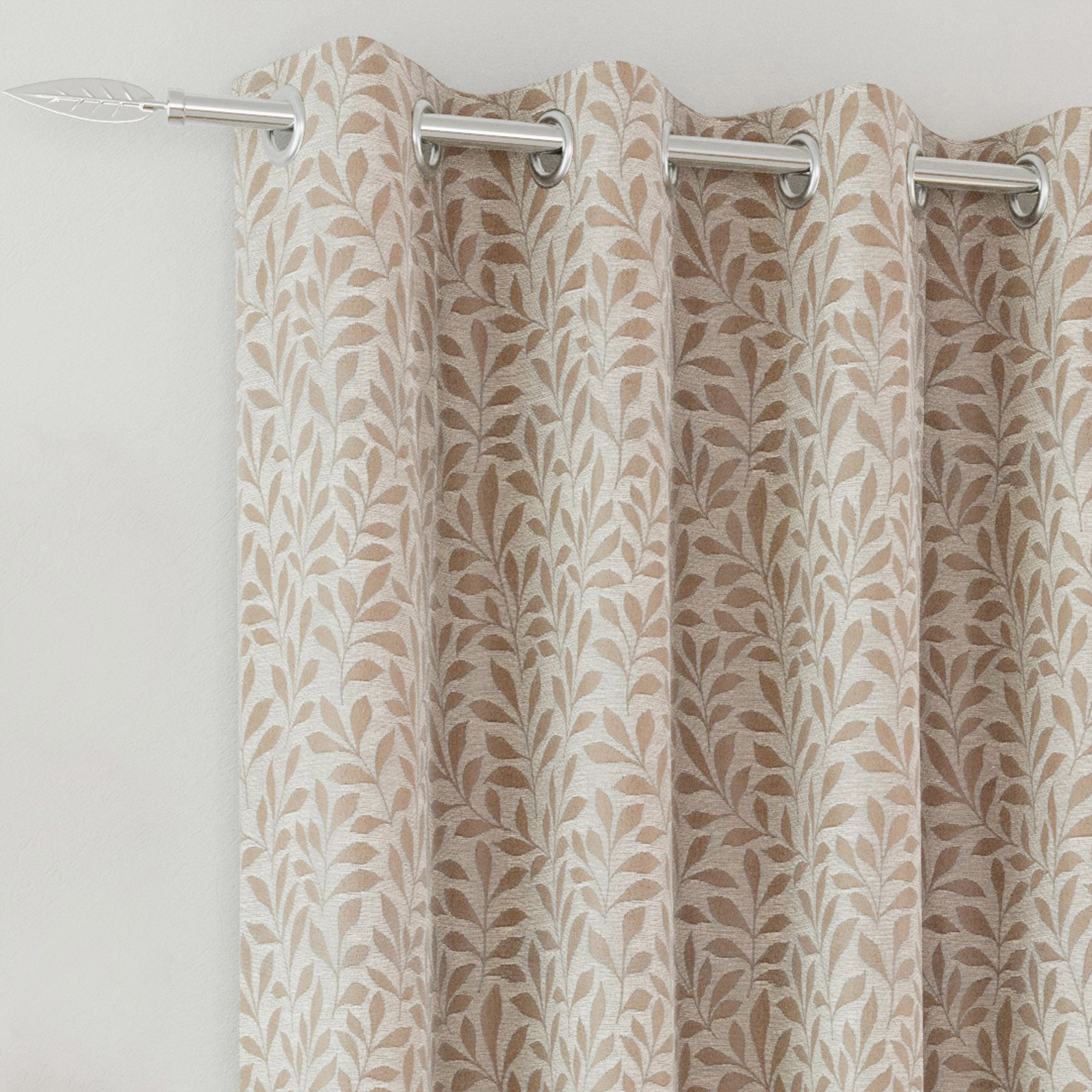 Enhanced Living Willow Jacquard Leaf Blackout Curtains - 168 x 229cm - Natural