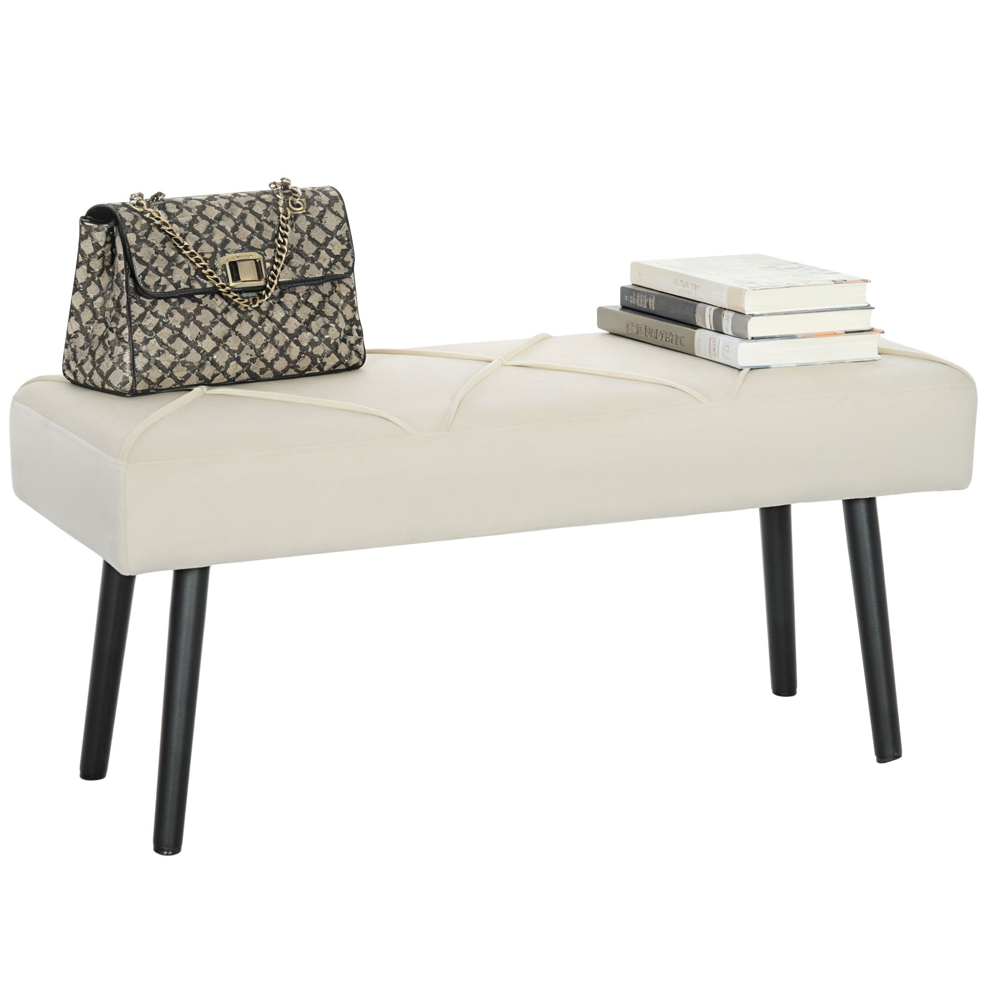 HOMCOM X Shape Design End of Bed Bench - Cream