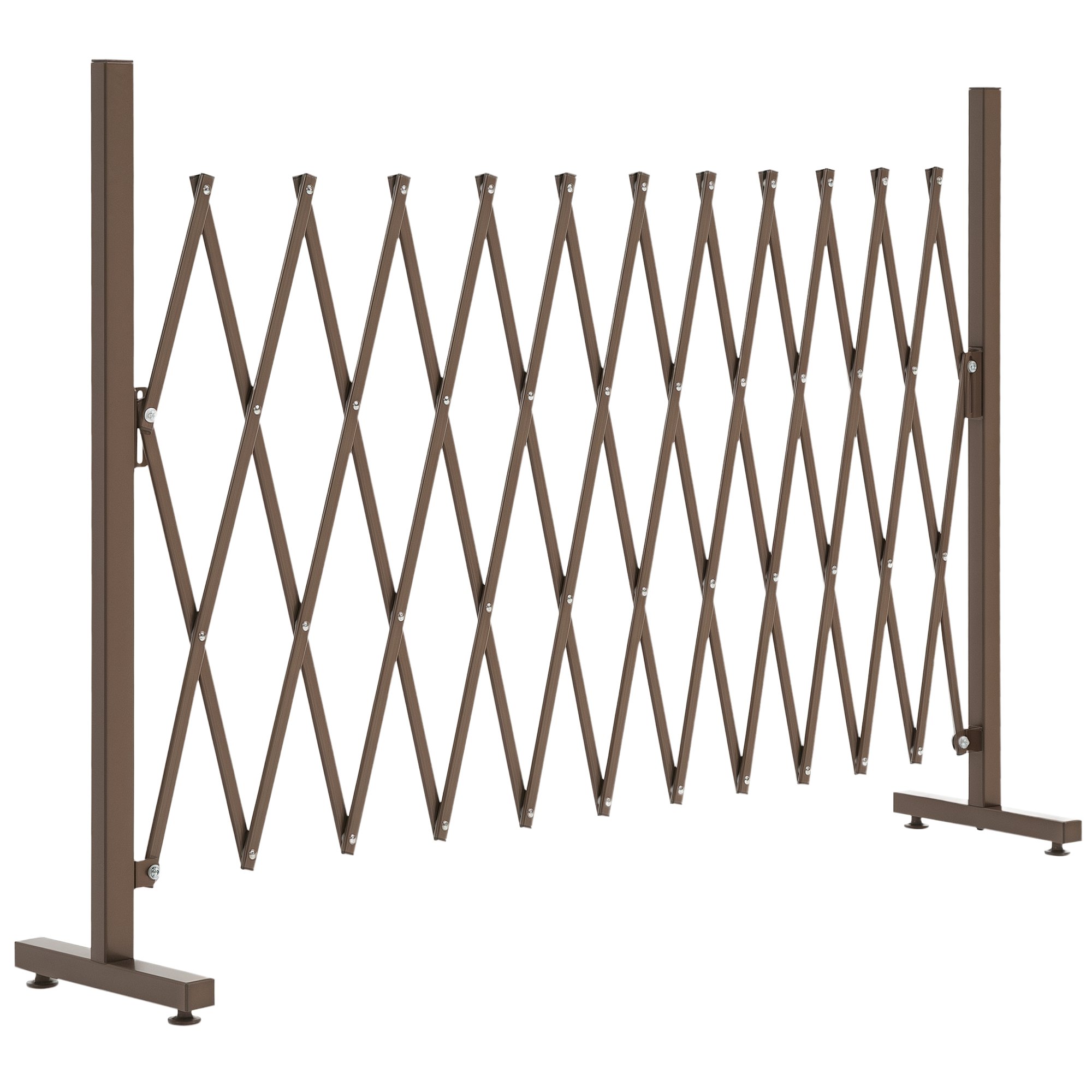 Outsunny Aluminium Foldable Freestanding Fence - Dark Brown