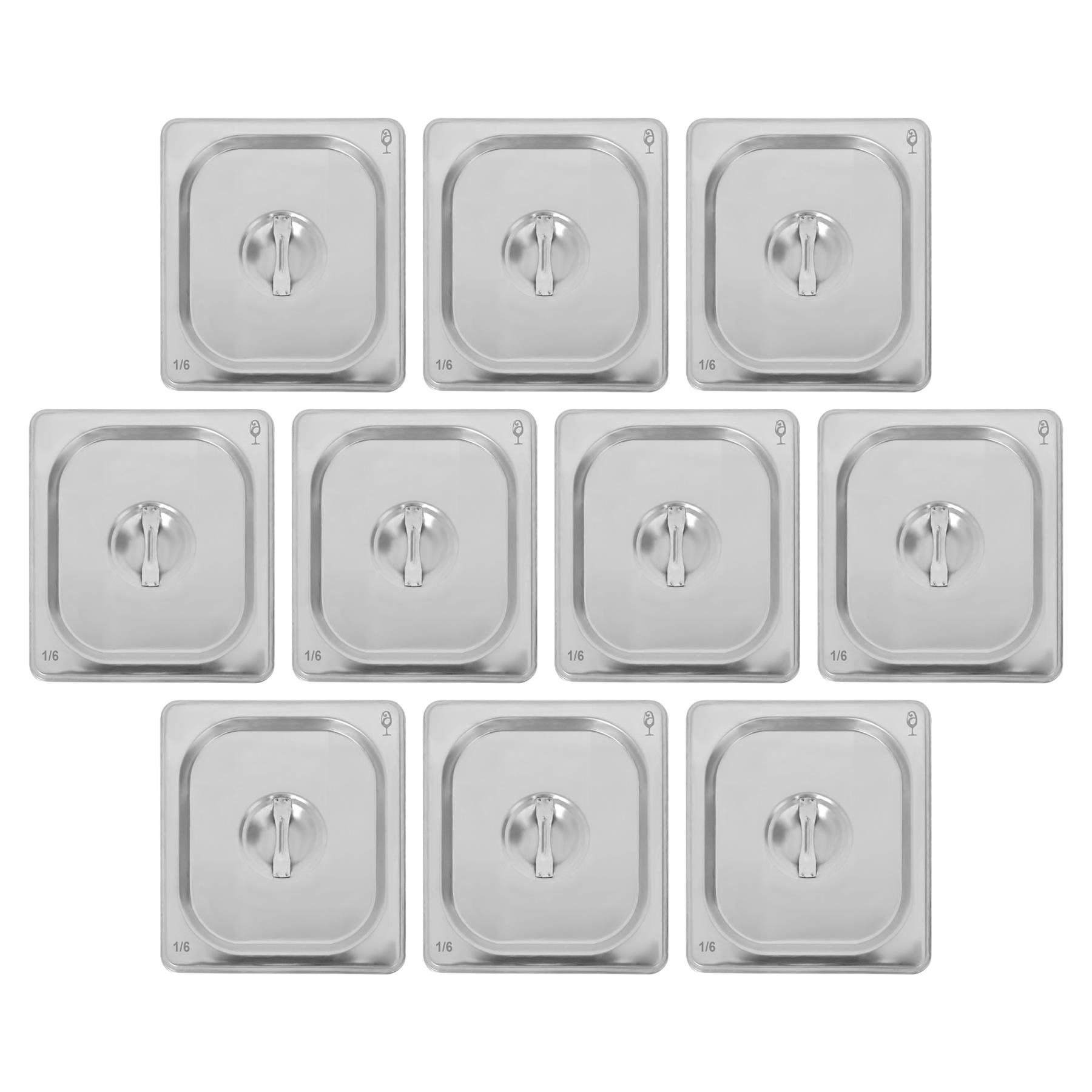 Argon Tableware Steel Gastronorm Container Lids 1/6 - Set of 10