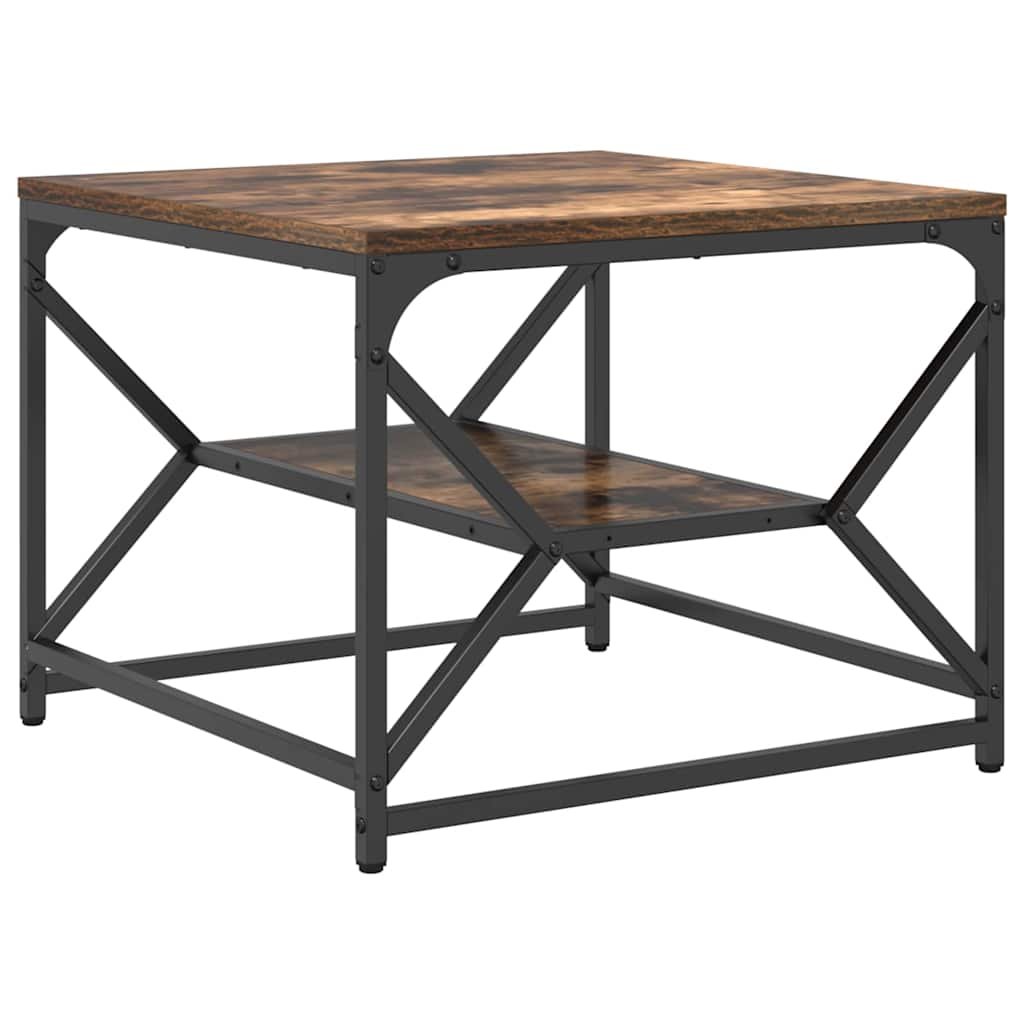 Walplus Engineered Wood and Steel Coffee Table - Smoked Oak - 51 x 50 x 40 cm