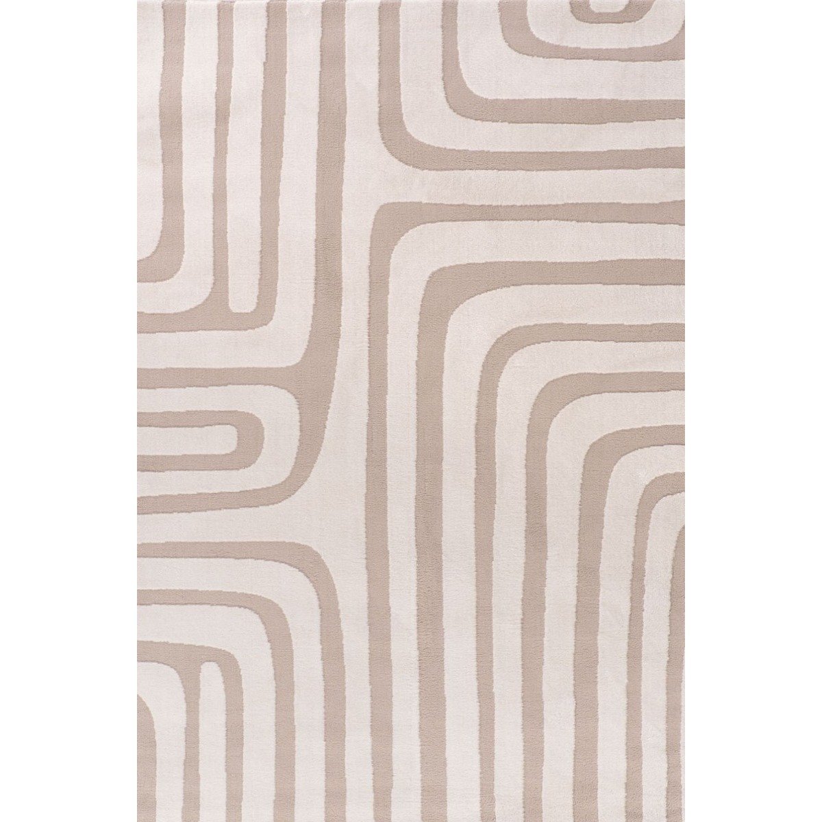 The Rugs Beige Loft Curved Line Rug - 80 x 150cm