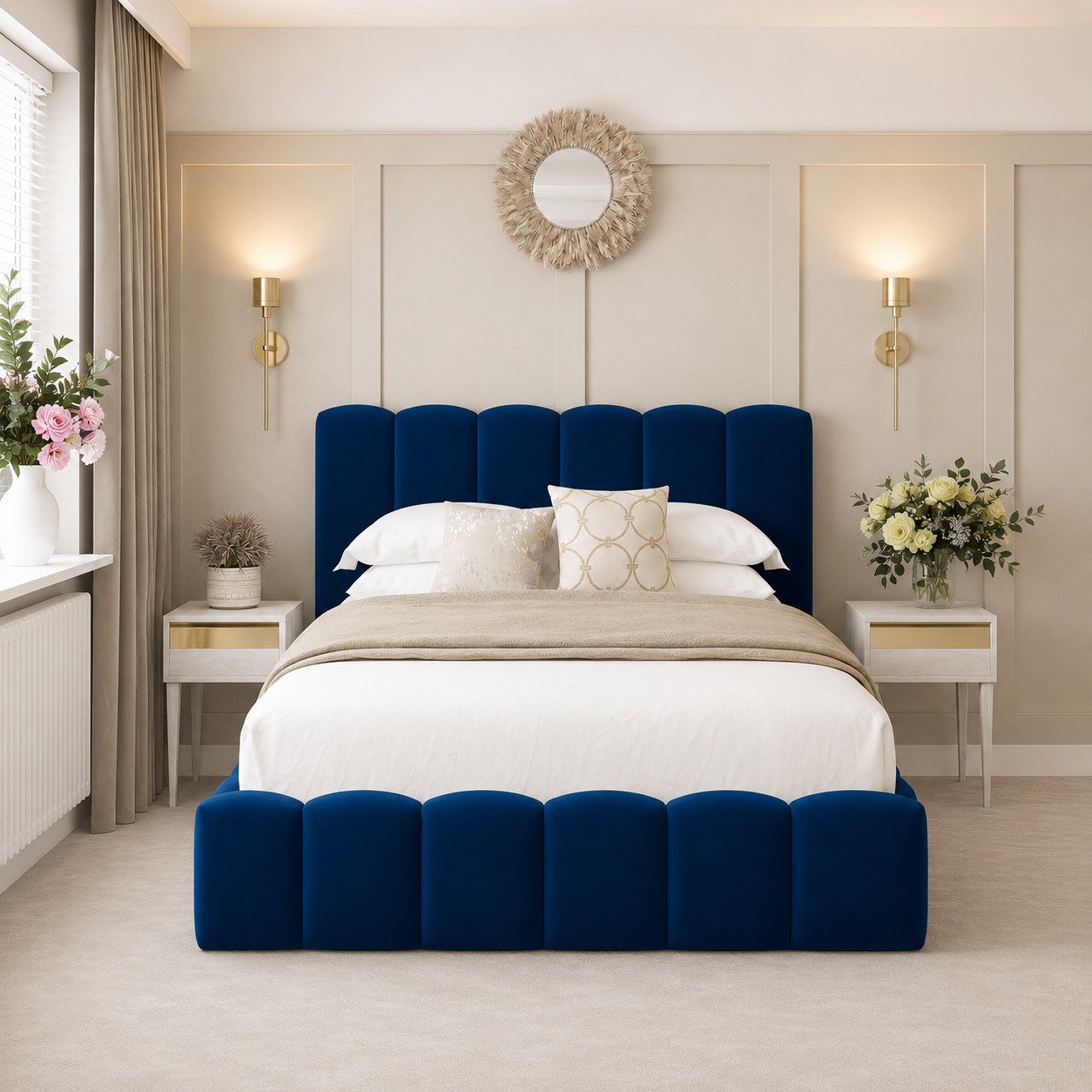 Bed Choices Mayfair Kingsize Bed Frame 54" Headboard - Blue