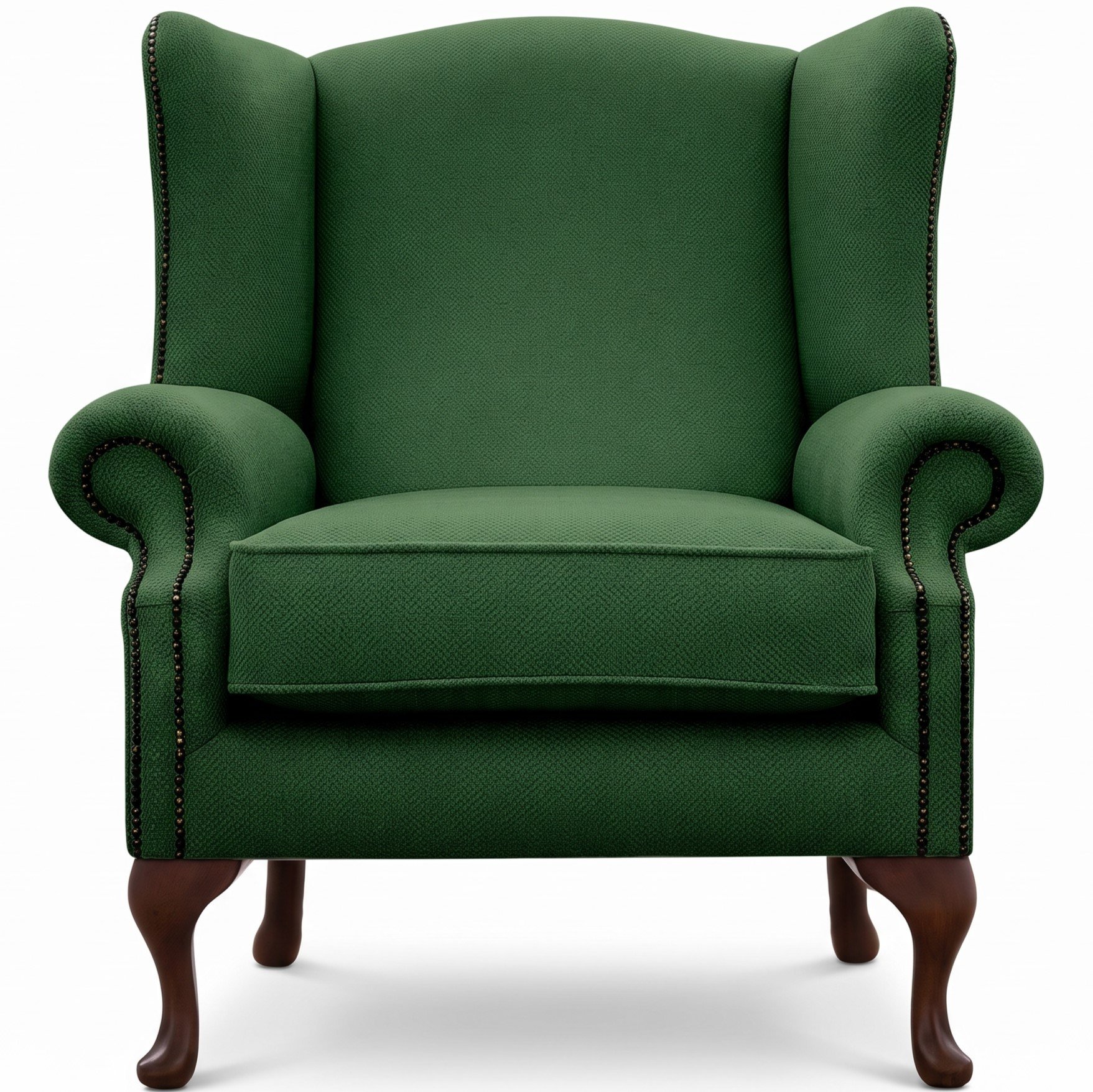 Somnior Darcy Sherpa Fabric Wing Accent Chair with Studs - Emerald Green