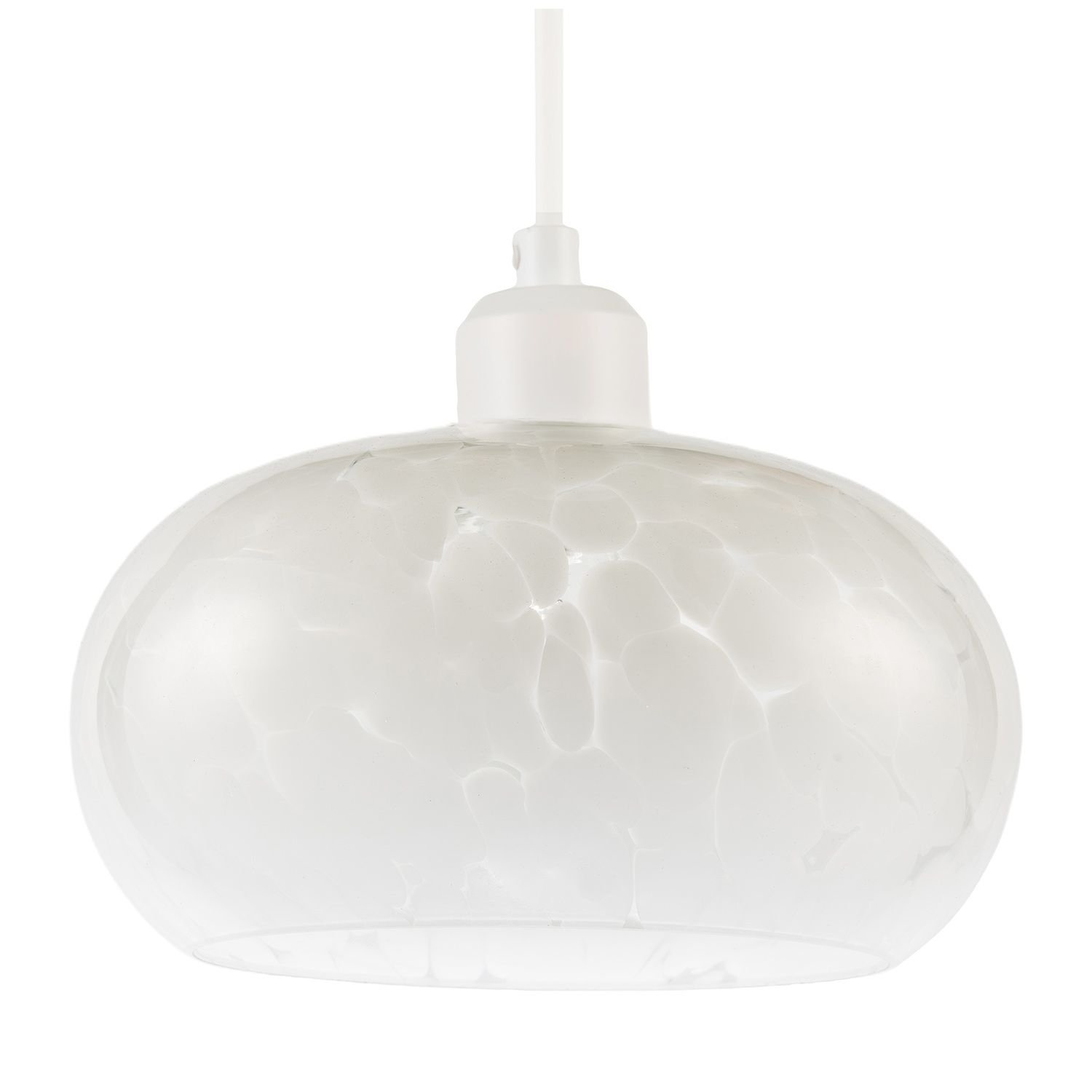 Happy Homewares Opal White Snowflake Domed Glass Pendant Shade - 22cm