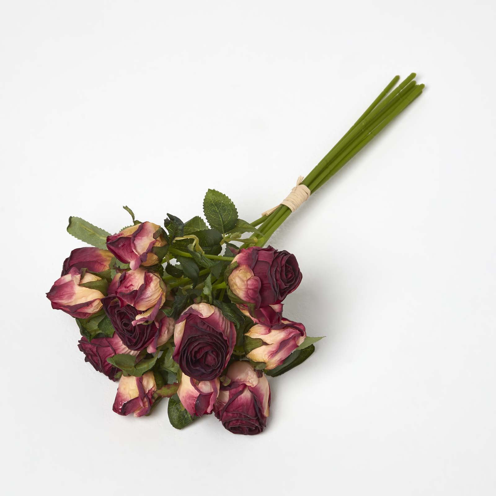 Homescapes Silk Handcrafted Bouquet of Artificial Roses - Red