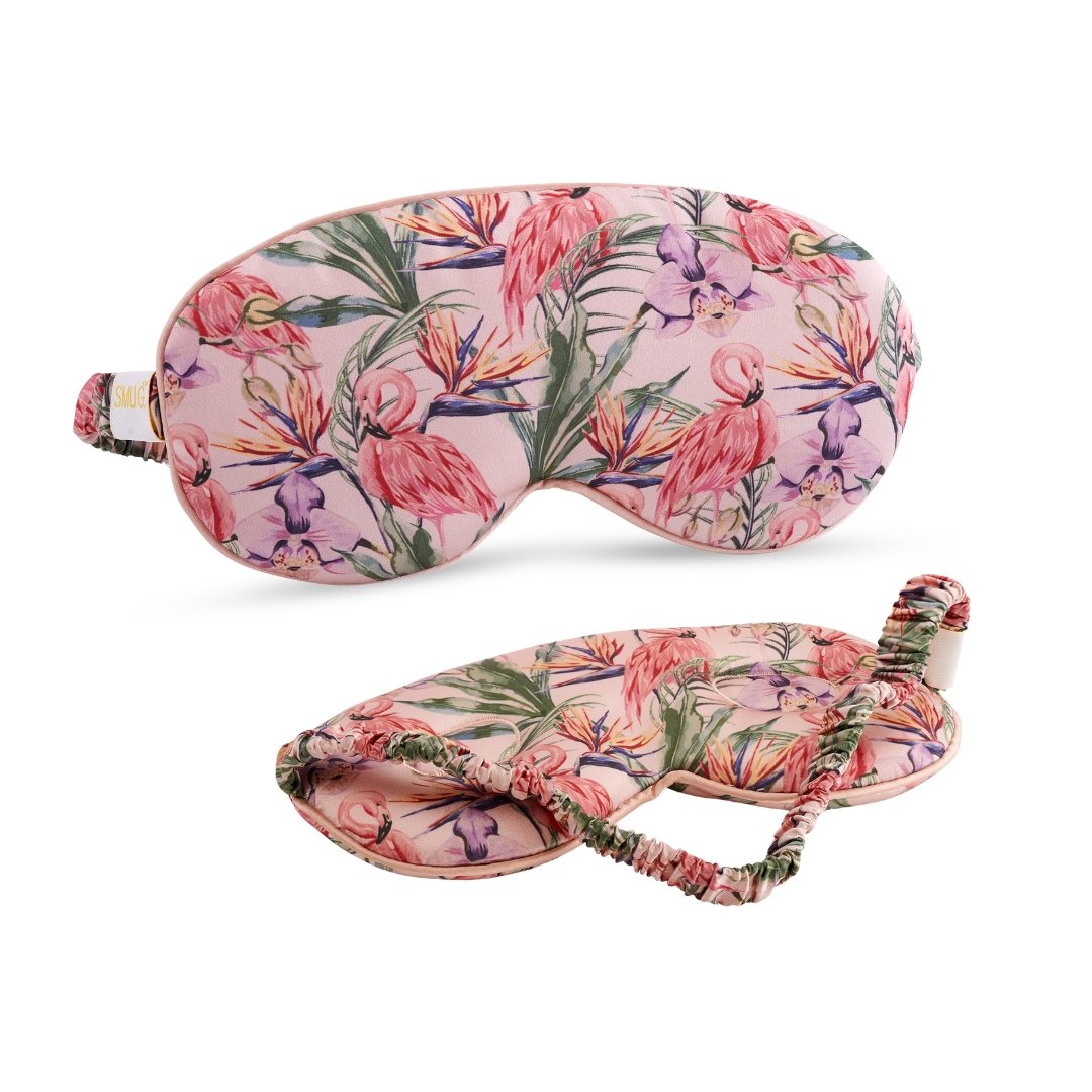 SMUG Satin Padded Sleep Mask - Flamingo Paradise Print