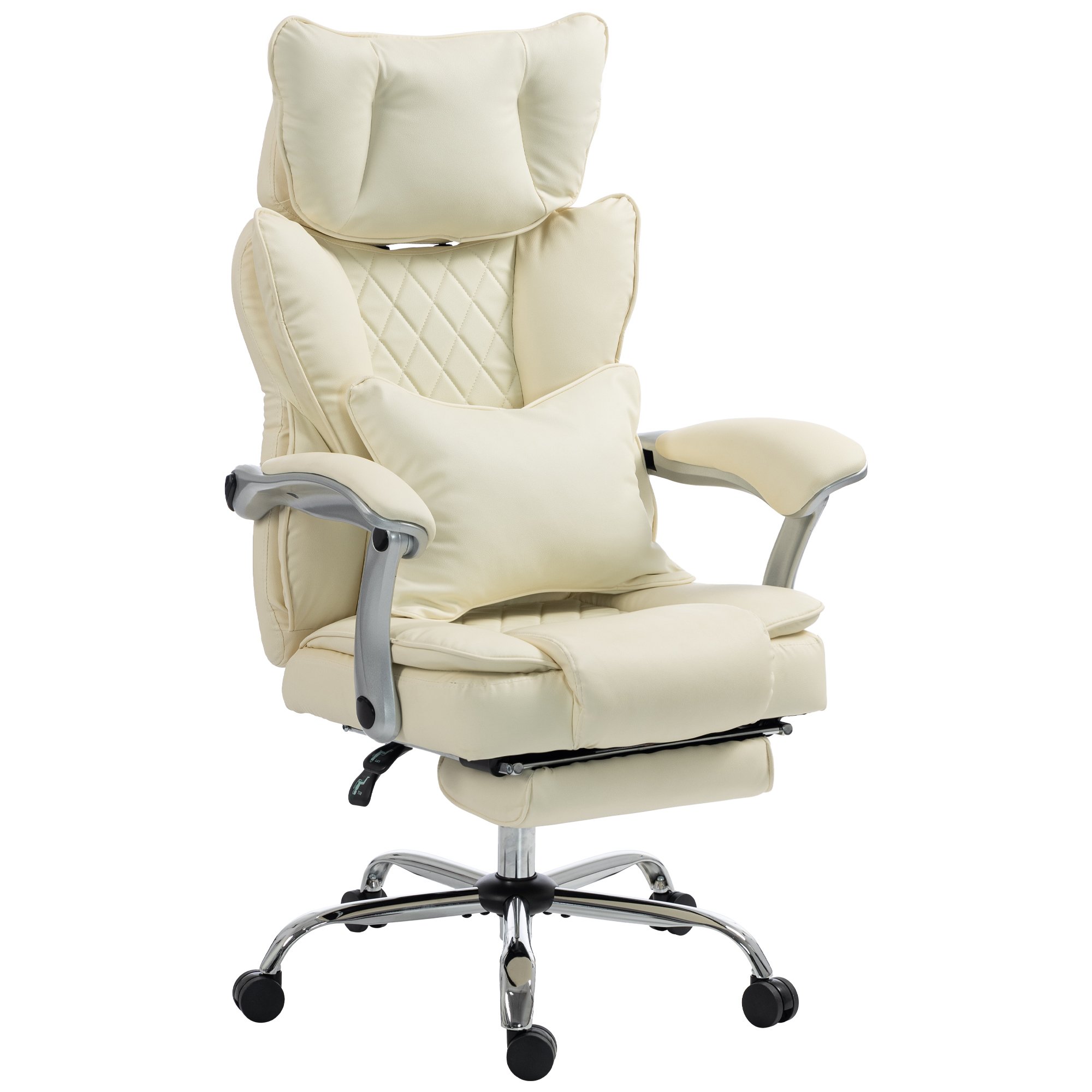 HOMCOM 180kg Big and Tall PU Leather Desk Chair - Beige