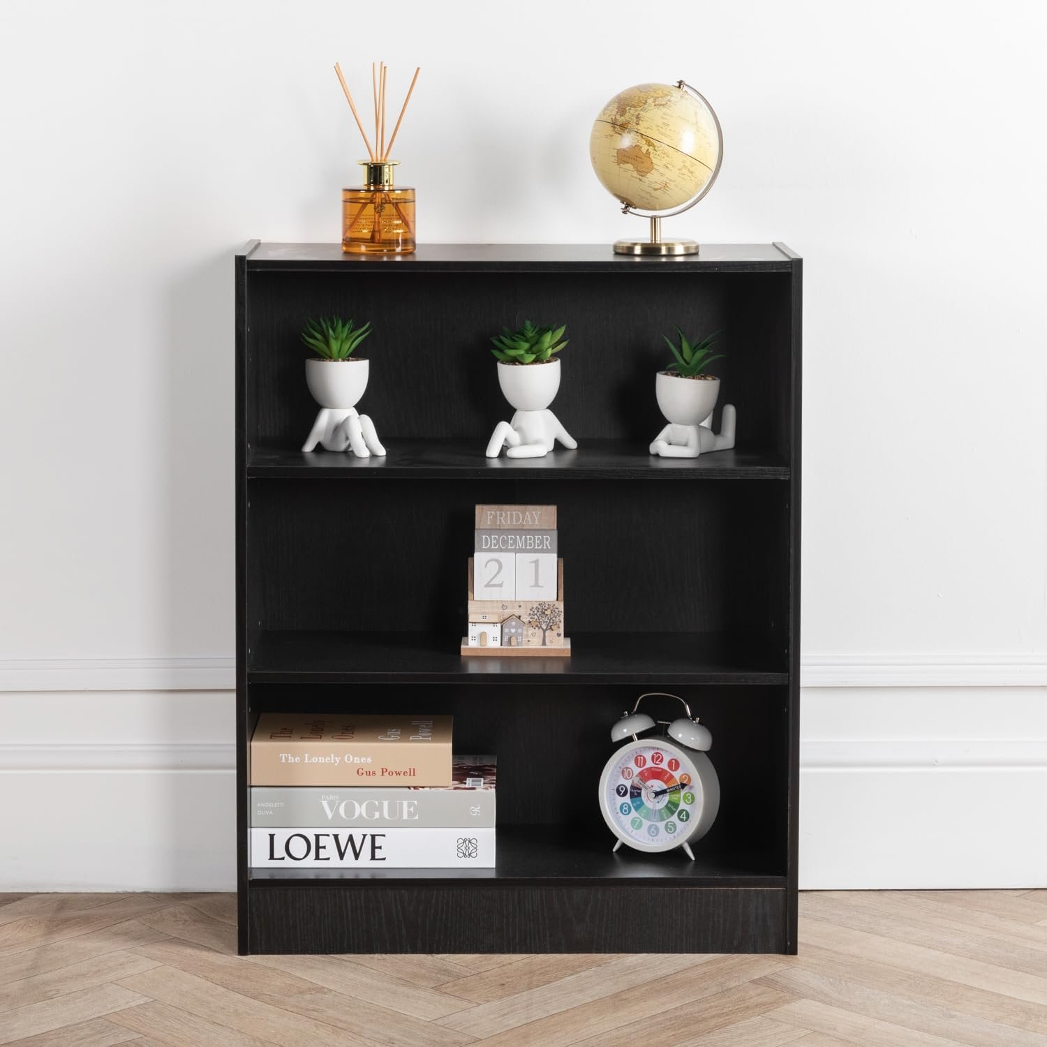 Home Treats Wide 3 Tier Bookshelf - Black