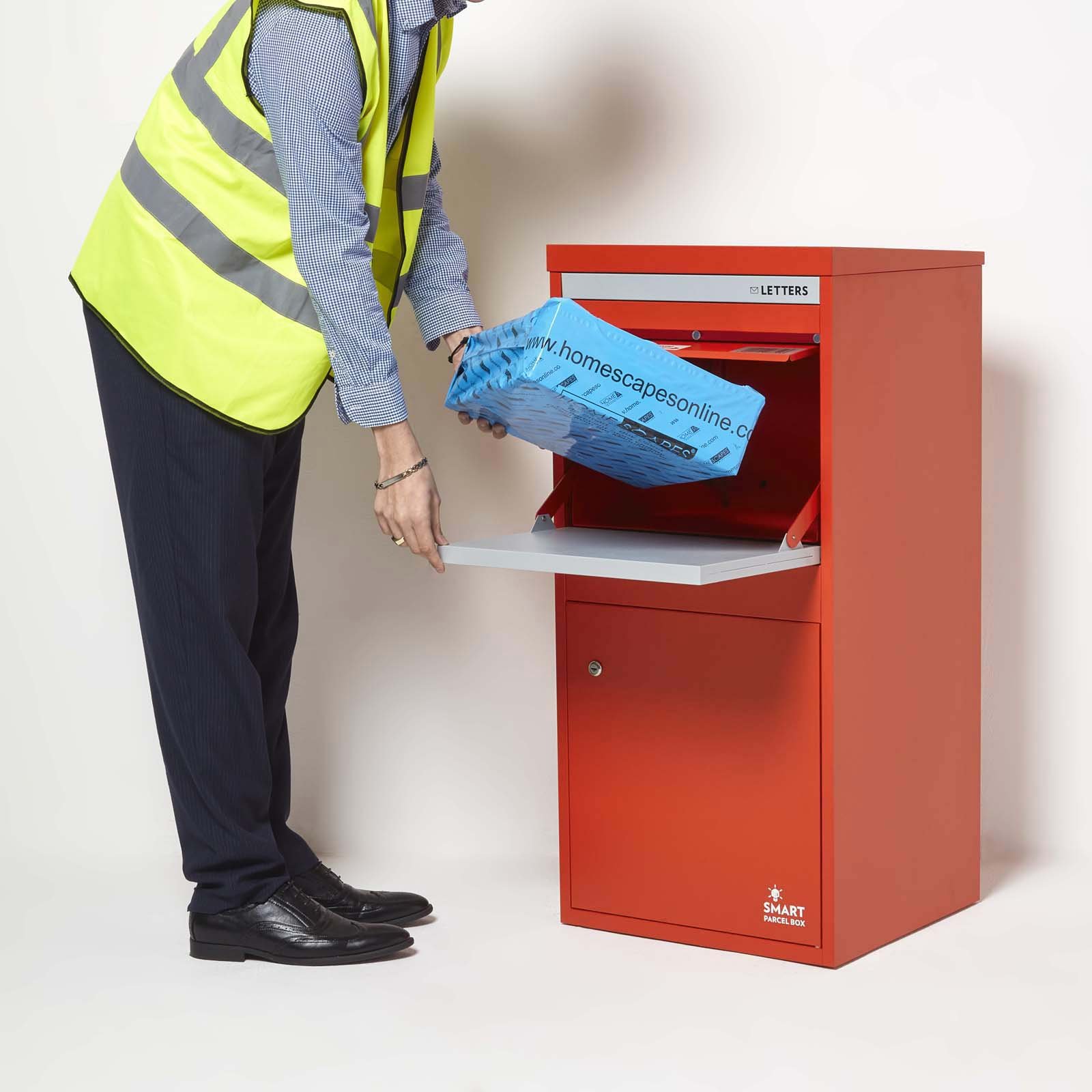 Smart Parcel Box Galvanised Steel Extra Large Secure Delivery Box - Red