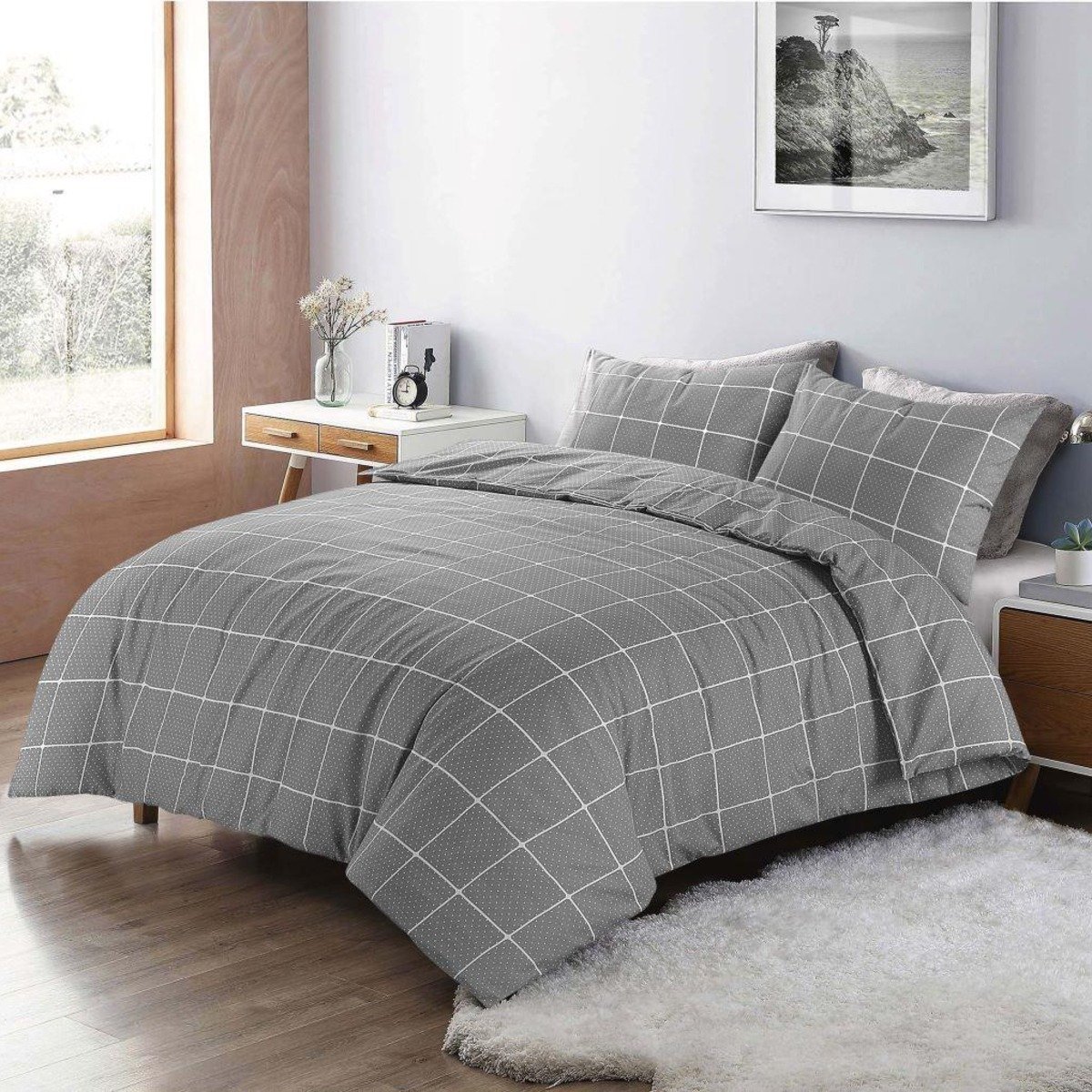HomeSpace Direct Mateo Grey Duvet Cover Set - Single