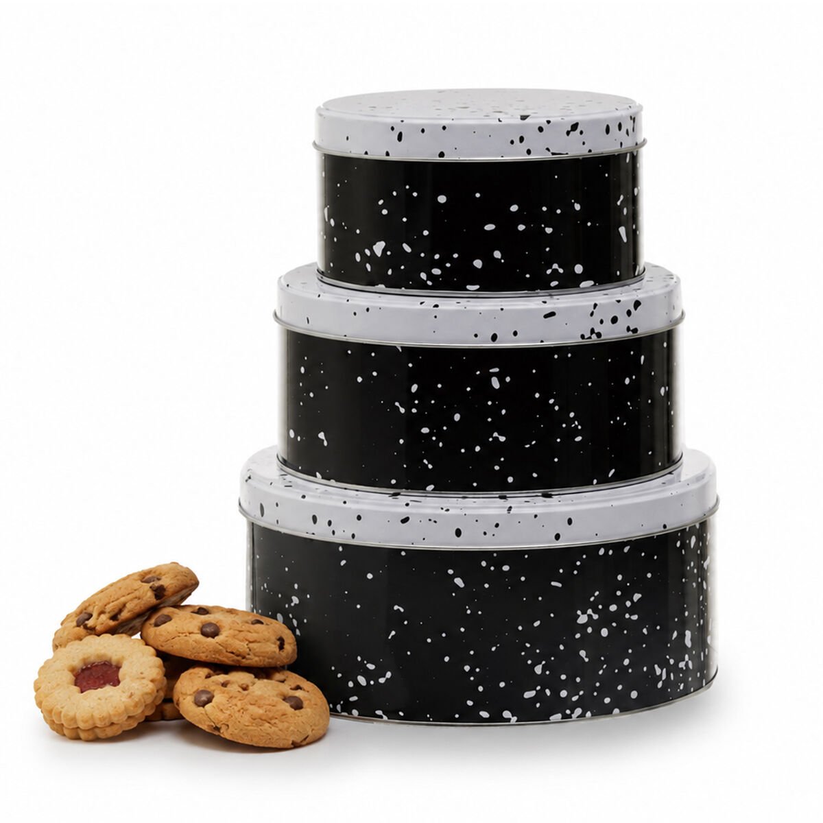 Orsina Paice Set Of 3 Storage Tins – Black and White