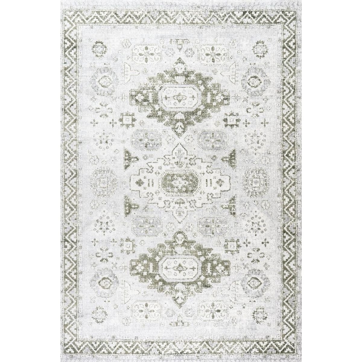 The Rugs Green Montana Bordered Rug - 80 x 150cm