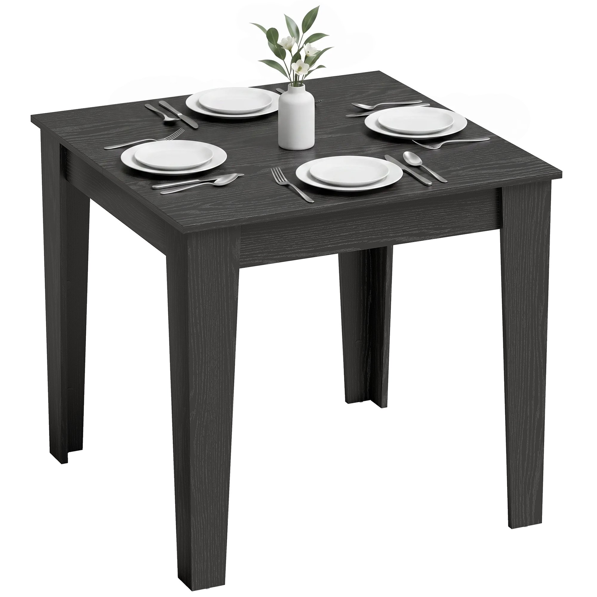 HOMCOM 4 Seater Dining Table with Wood Effect Tabletop - Black Wood Effect