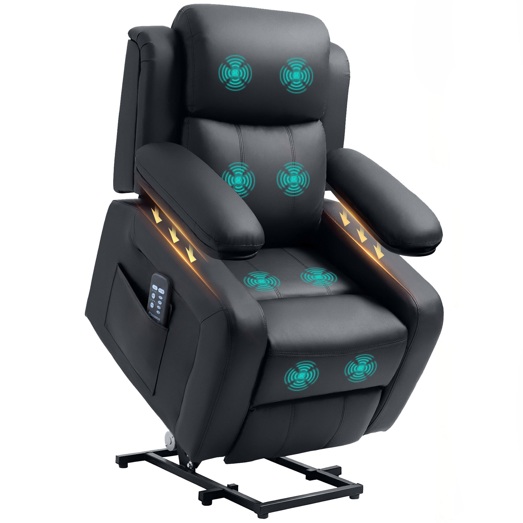 HOMCOM Vibration Massage PU Leather Power Lift Chair - Black