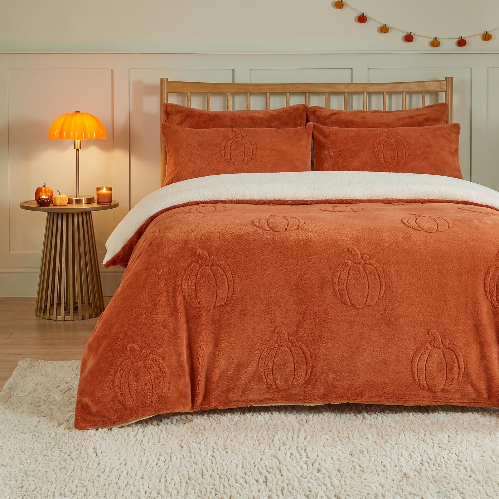 OHS Tufted Pumpkin Teddy Duvet Cover Set - Rust - Double