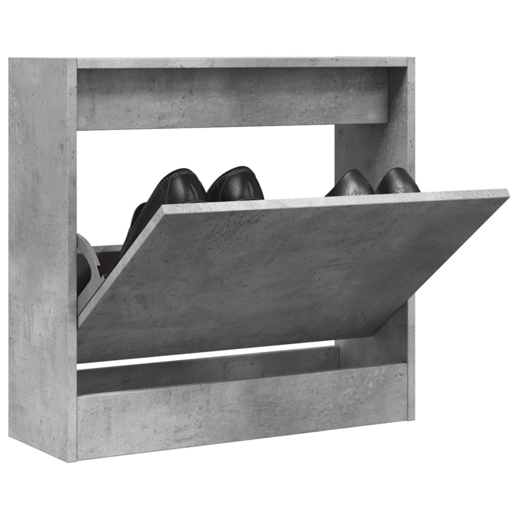 Walplus Engineered Wood Shoe Cabinet - Concrete Grey - 60 x 21 x 57 cm