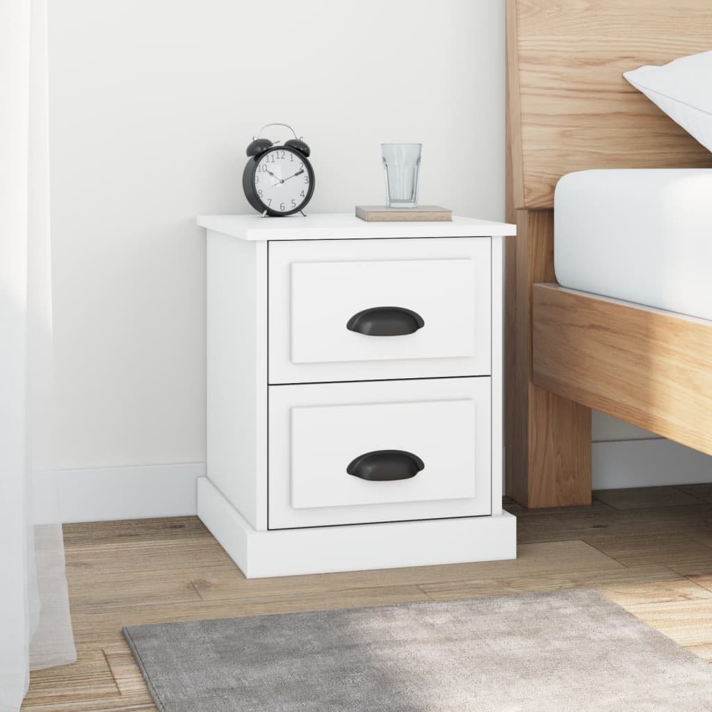 Walplus Engineered Wood Bedside Cabinet - White - 39 x 39 x 47.5 cm