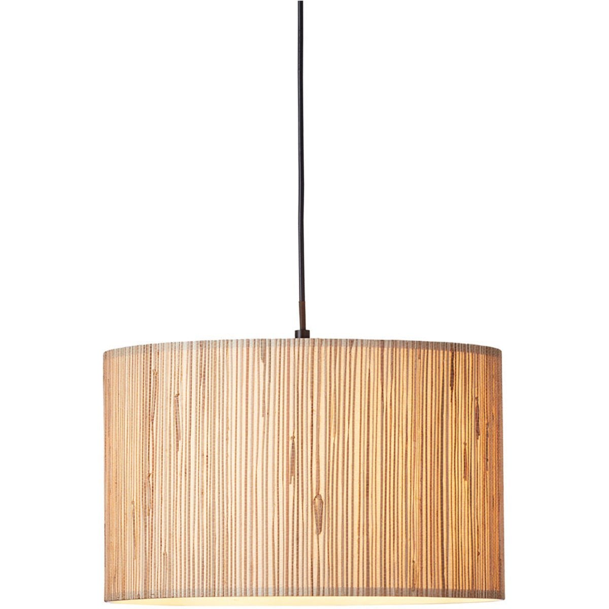 Loops Direct Steel and Seagrass Pendant Light - Natural Seagrass and Matt Black