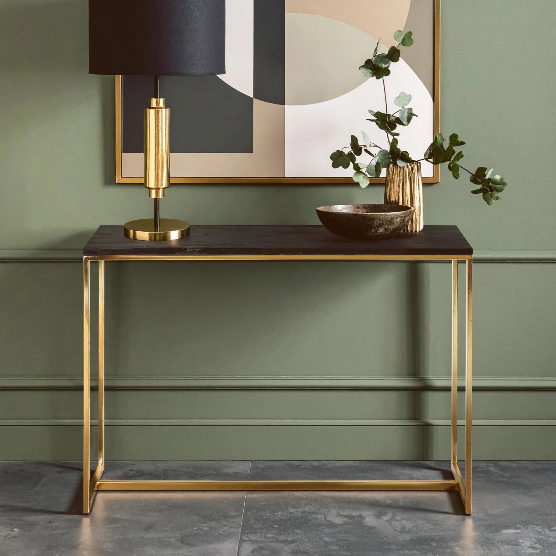 Orsina Relic Petrified Wood Console Table - Black