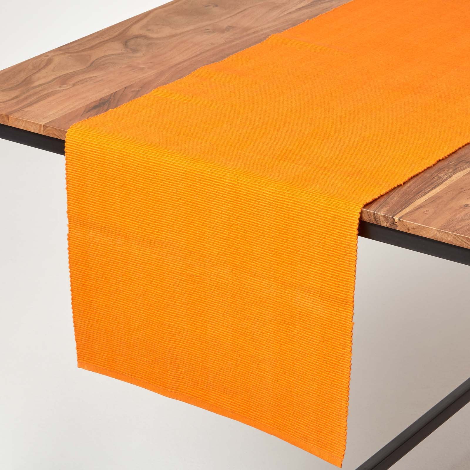 Homescapes Cotton Plain Table Runner - 44 x 178 cm - Orange