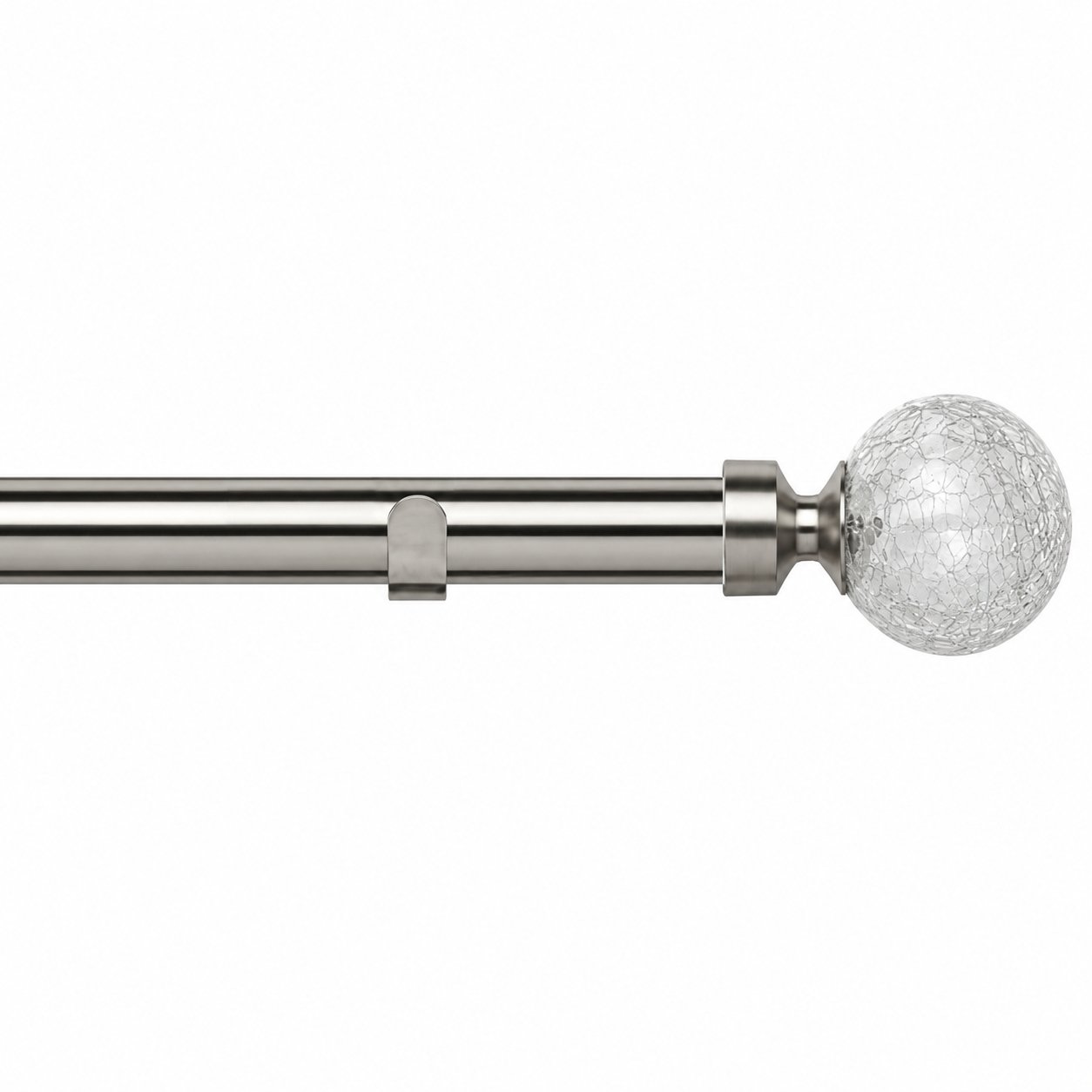 New Edge Blinds 28mm Satin Silver Crash Fixed Eyelet Curtain Pole - 190cm