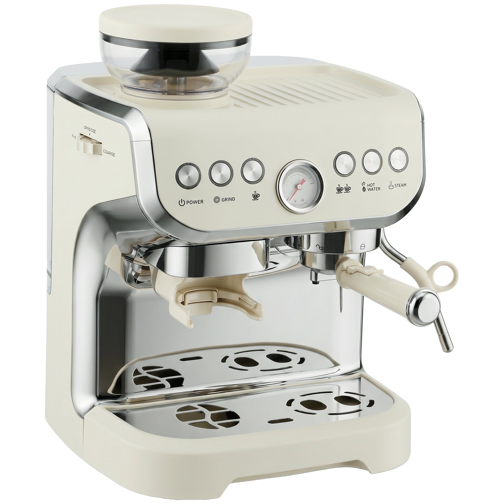 HOMCOM Espresso Machine Bean to Cup Coffee Machine, Steam Wand, Cream White