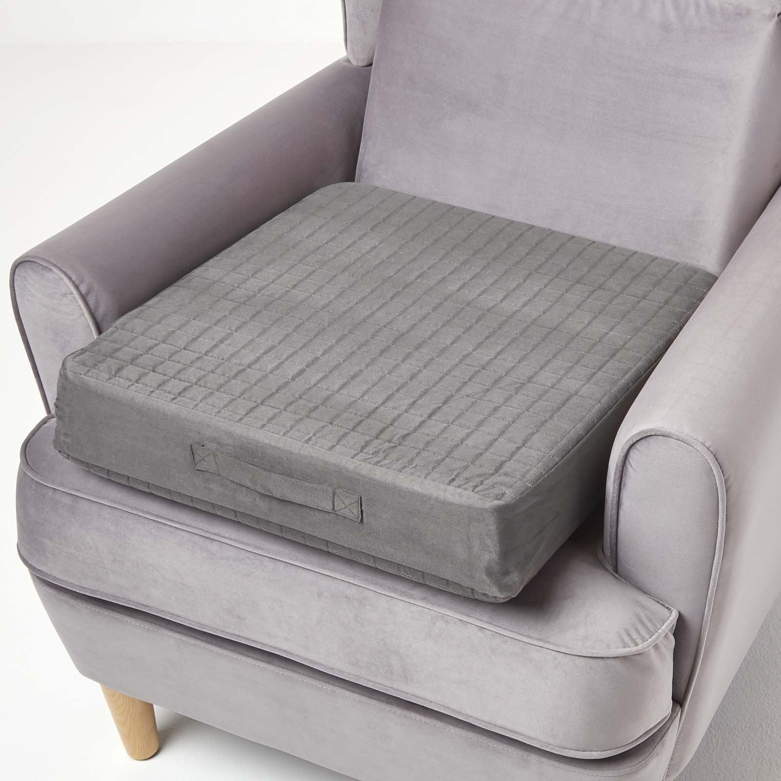 Homescapes Faux Suede Orthopaedic Foam Armchair Booster Cushion - Grey